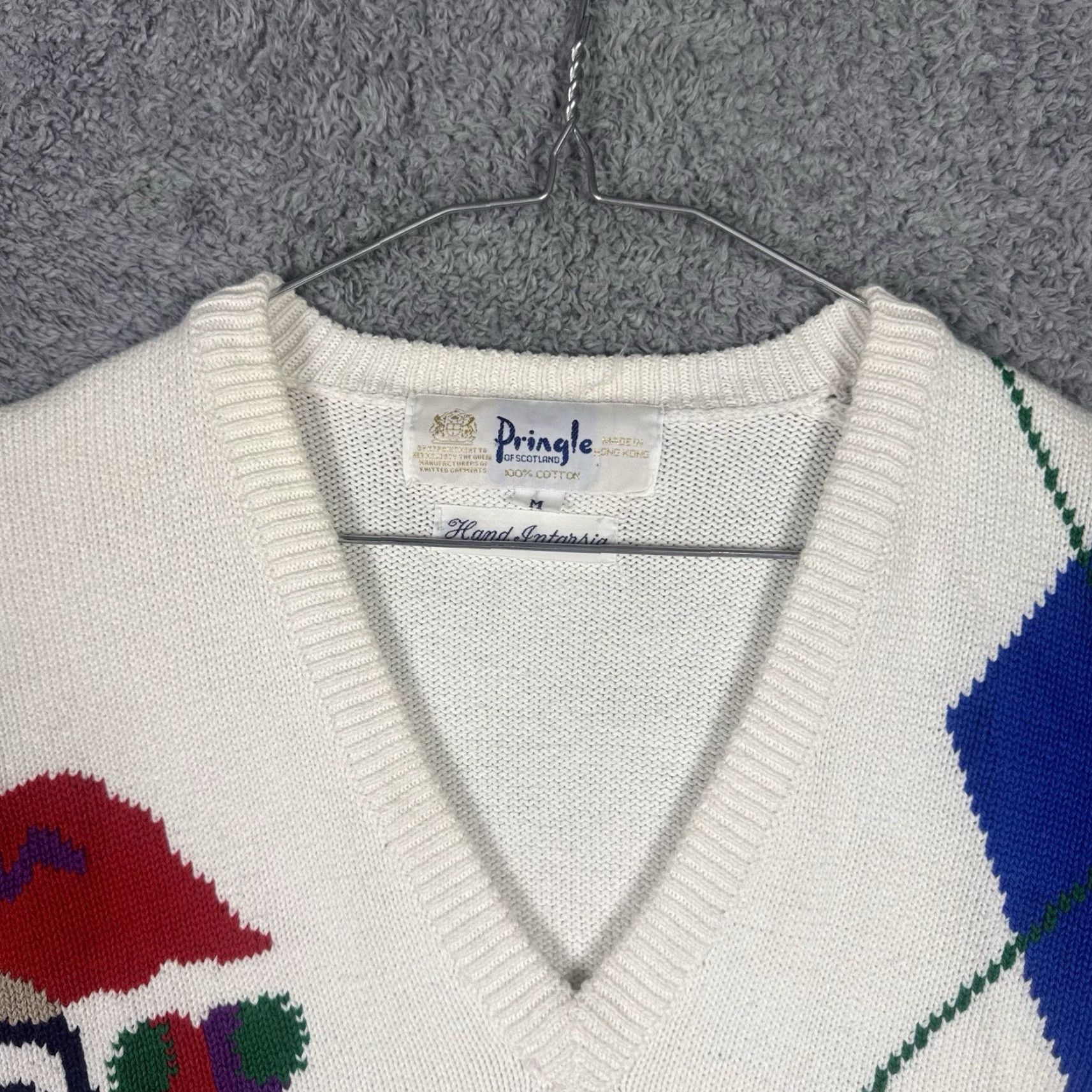 Pringle Of Scotland VINTAGE Pringle Of Scotland Sweater Mens M Argyle Golf VNeck Knit Grandpacore 90s Mens Size US M / EU 48-50 / 2 - 4 Thumbnail