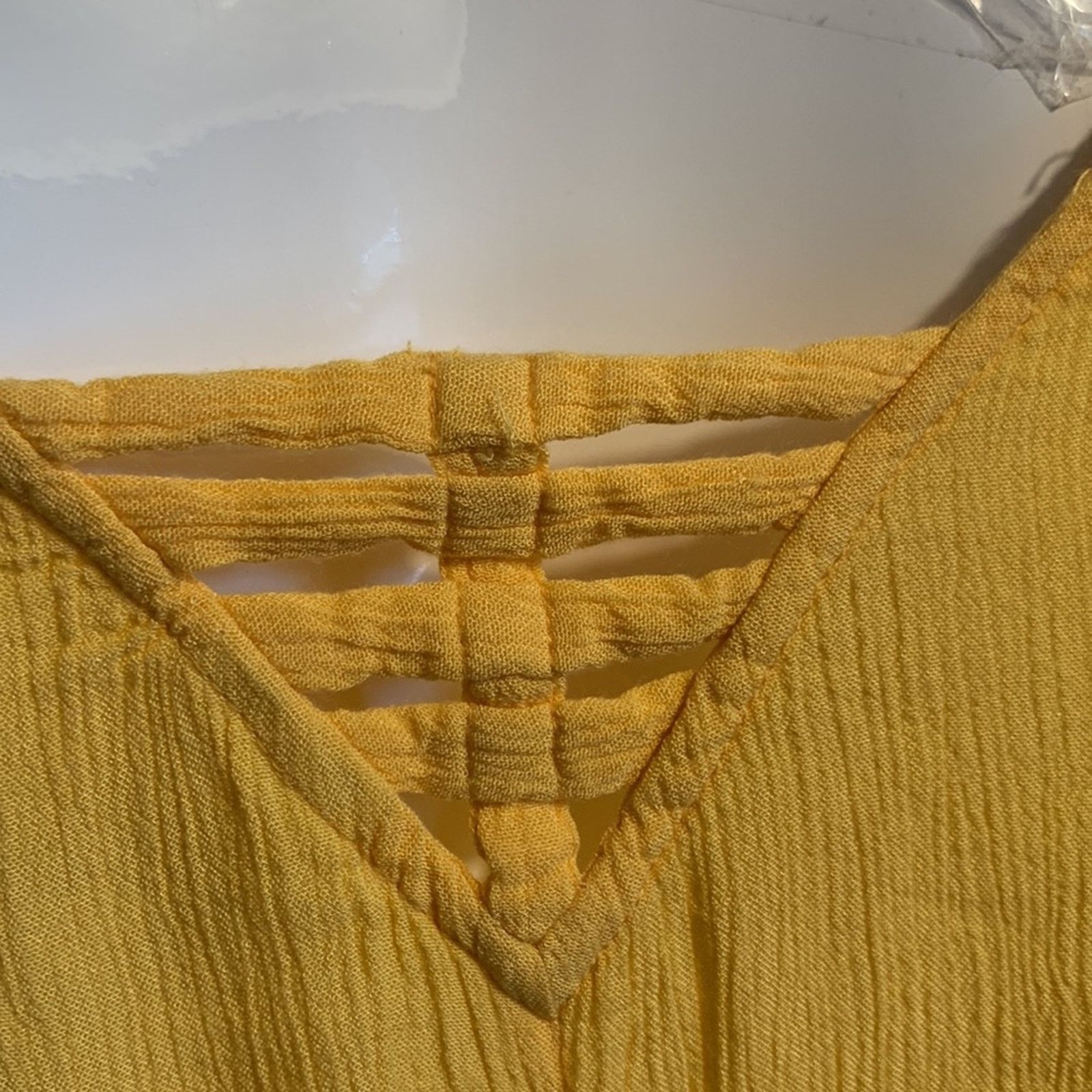 Vintage Goa India Yellow Gauzy Overalls Size 34" / US 12 / IT 48 - 7 Thumbnail