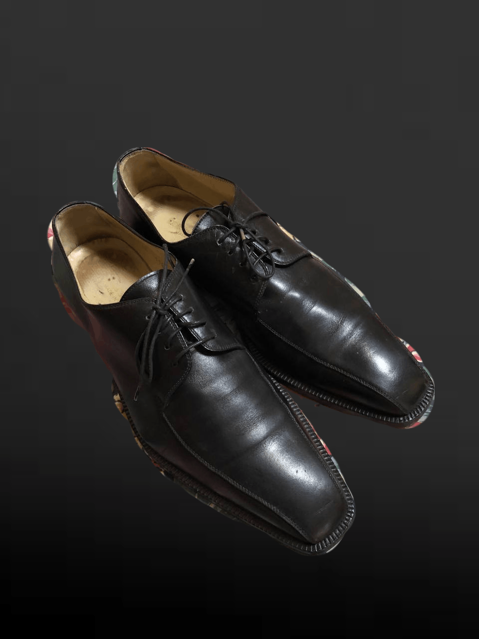 Dolce Gabbana Black Solid Leather Lace Up Shoes