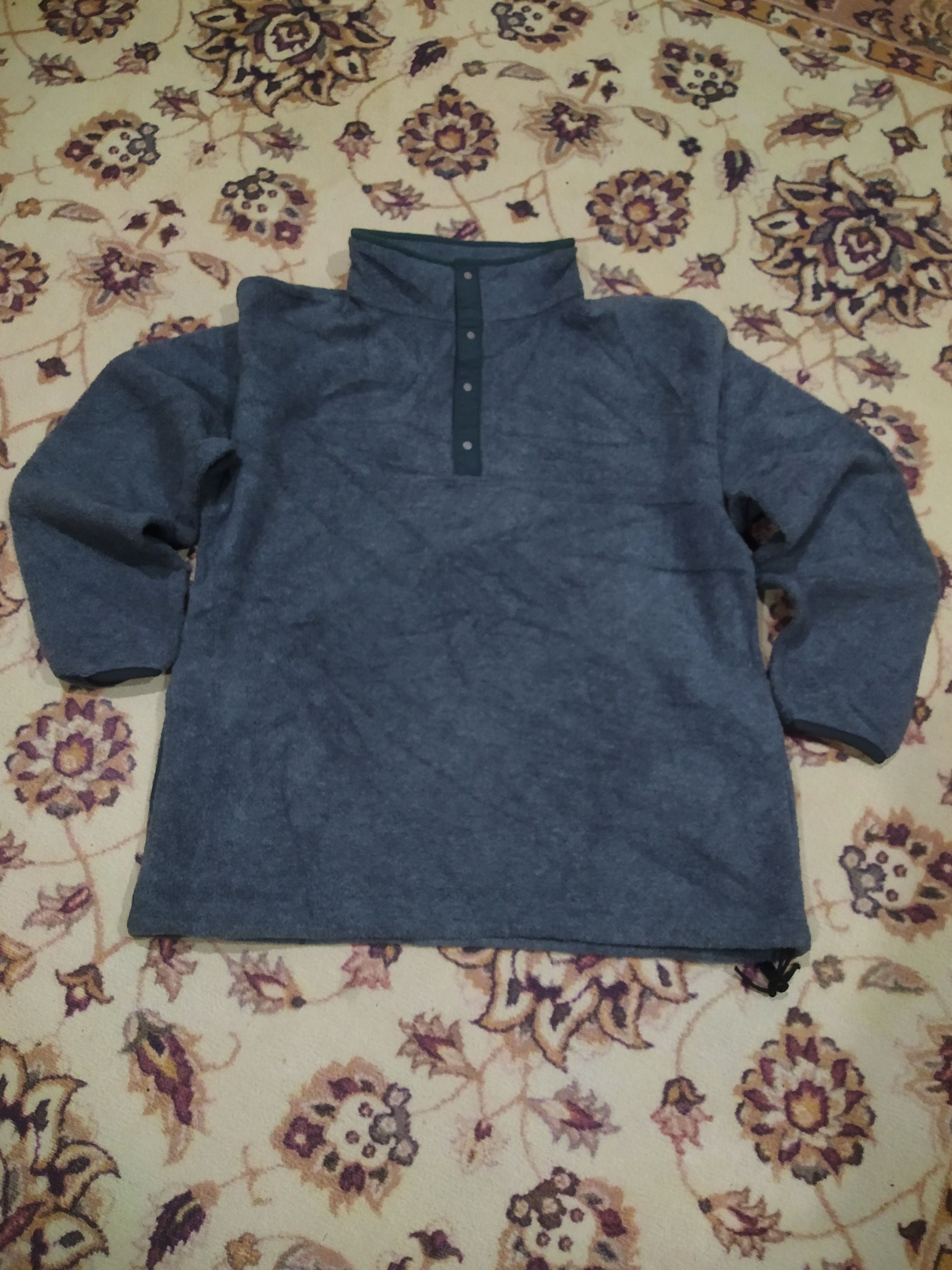 Pre-owned L L Bean L.l Bean Fleece Sweatshirt Half Button Up Vintage 90's In Gray