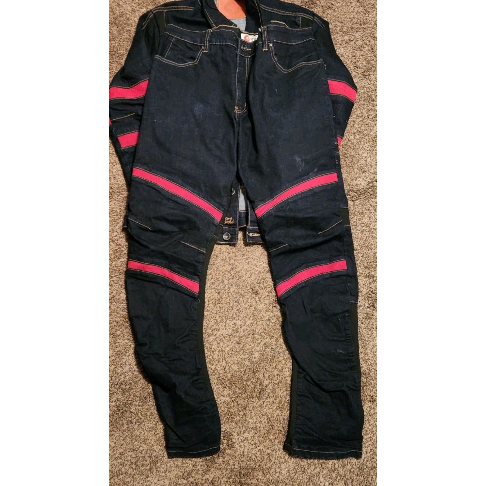 Vintage VINTAGE Iro-ochi Jacket Jeans Mens L Red White Blue Biker Sports 90s Grand Touring Champs 36 30 Size US 33 - 4 Thumbnail