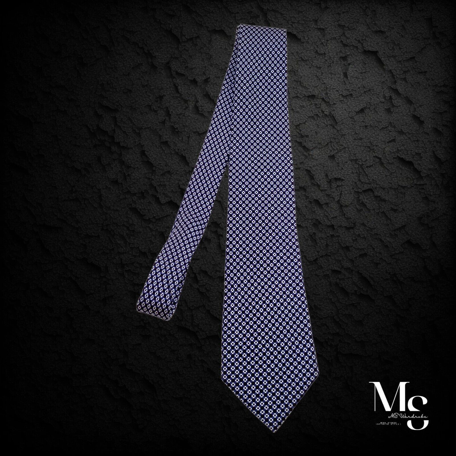 Battistoni BATTISTONI XL Blue Floral Luxury Silk Tie Made In Italy W: 3 Size ONE SIZE - 7 Thumbnail