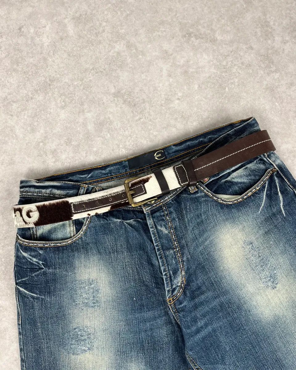 Dolce & Gabbana 2000s Dolce & Gabbana Brown & White Fur Leather Belt Size ONE SIZE - 1 Thumbnail