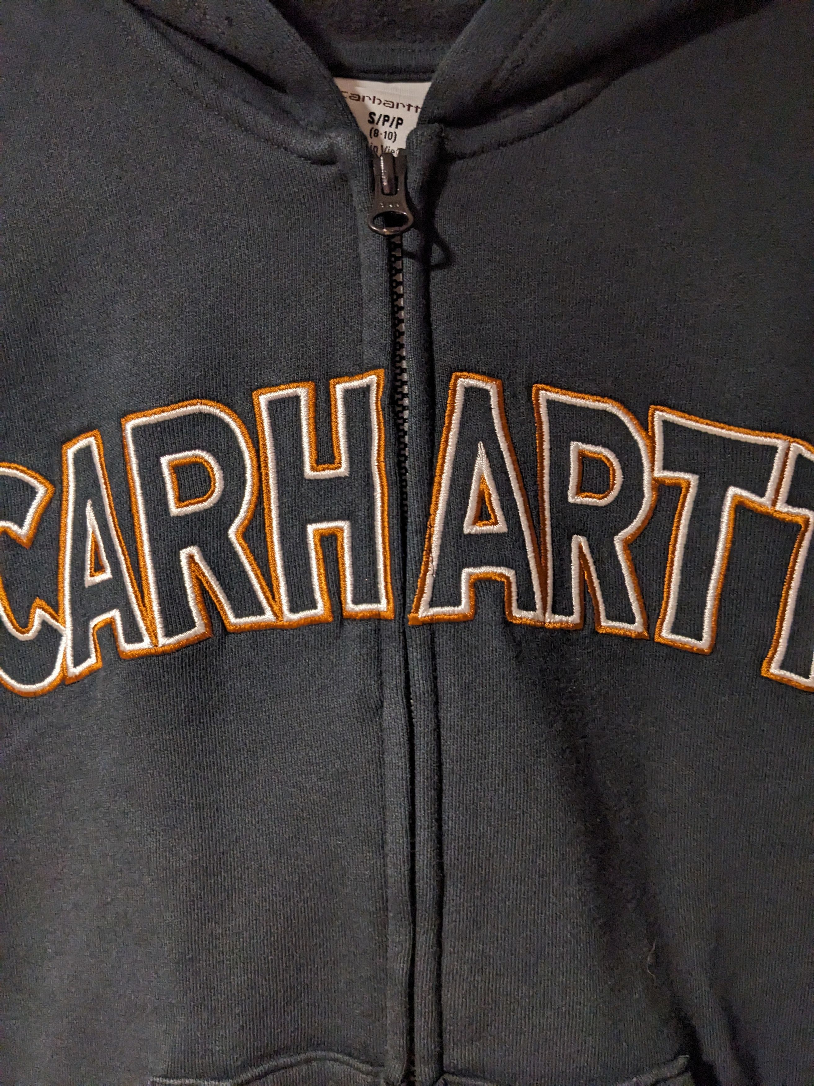 Carhartt × Vintage Carhartt Spell Out Logo Black Youth Small Full Zip Hoodie Size US S / EU 44-46 / 1 - 2 Thumbnail
