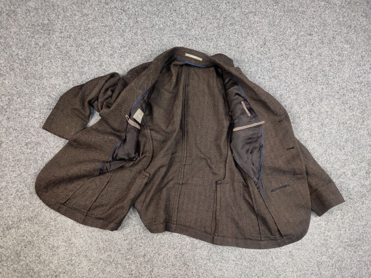 Paoloni Paoloni Design Brown Texture Wool Blend Blazer Jacket Size US M / EU 48-50 / 2 - 16 Thumbnail