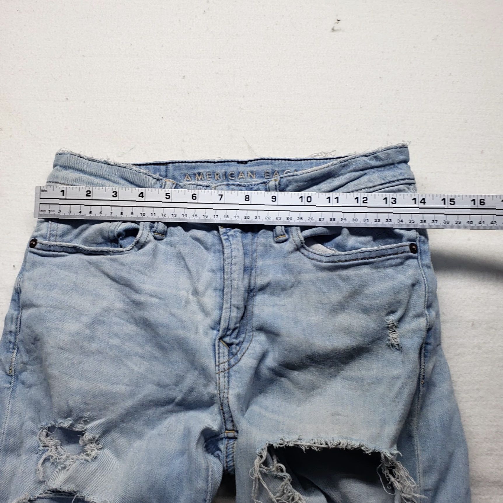 American Eagle Outfitters VINTAGE American Eagle Outfitters Cozy Airflex+ Slim Distressed Blue Jeans Men's 28 X 30 Size US 28 / EU 44 - 6 Thumbnail