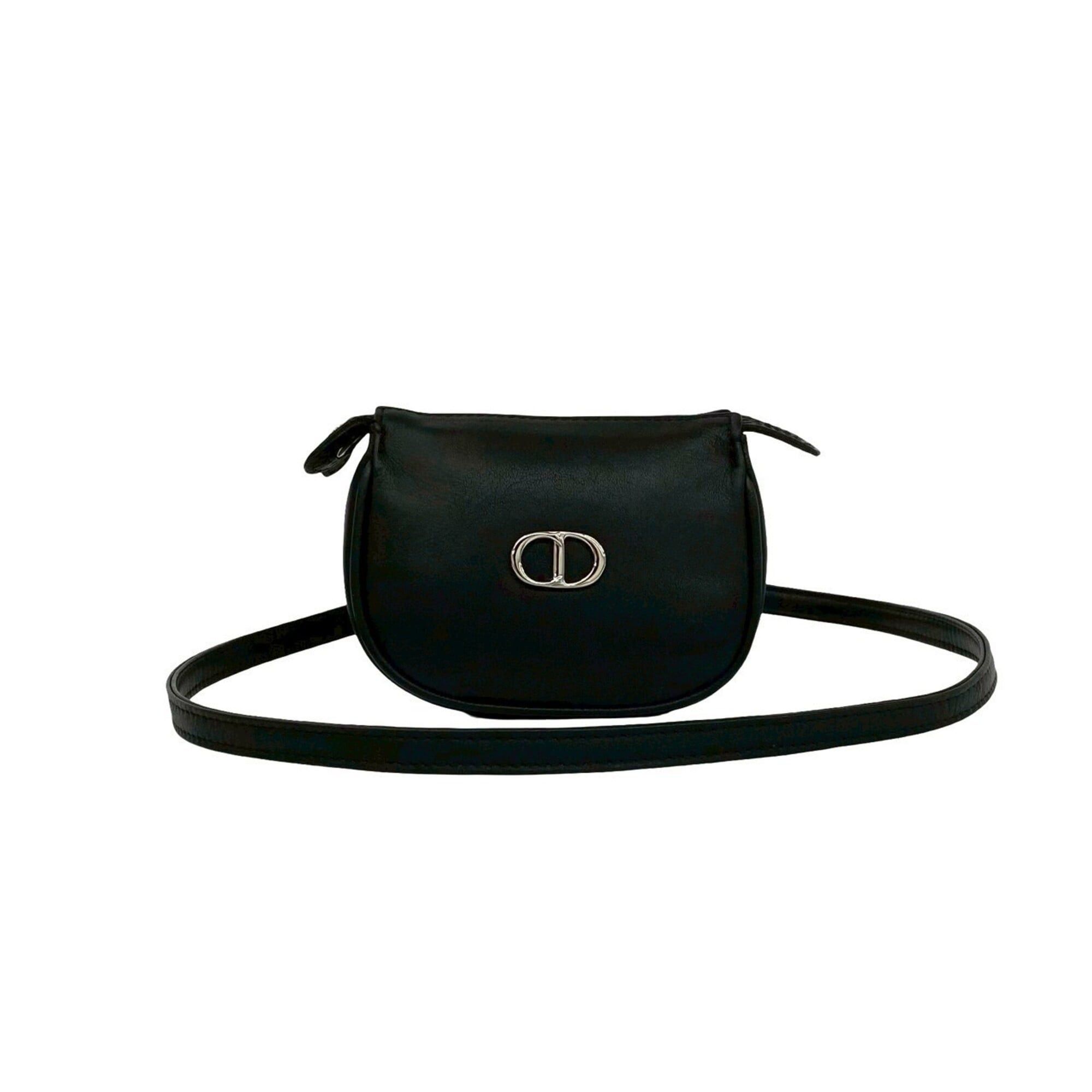 Dior Christian Dior Vintage CD Logo Hardware Leather Mini Shoulder Bag Pouch Black 06865 Size ONE SIZE - 1 Thumbnail