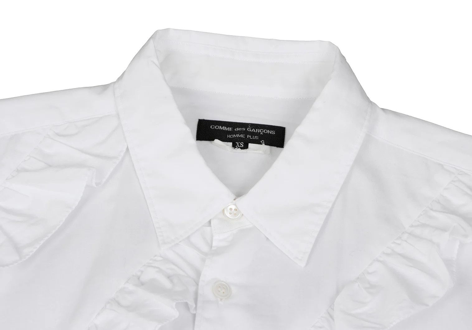 Comme des Garcons Homme Plus Bias Frill Cotton Shirt in White, Size XS Size US XS / EU 42 / 0 - 3 Thumbnail
