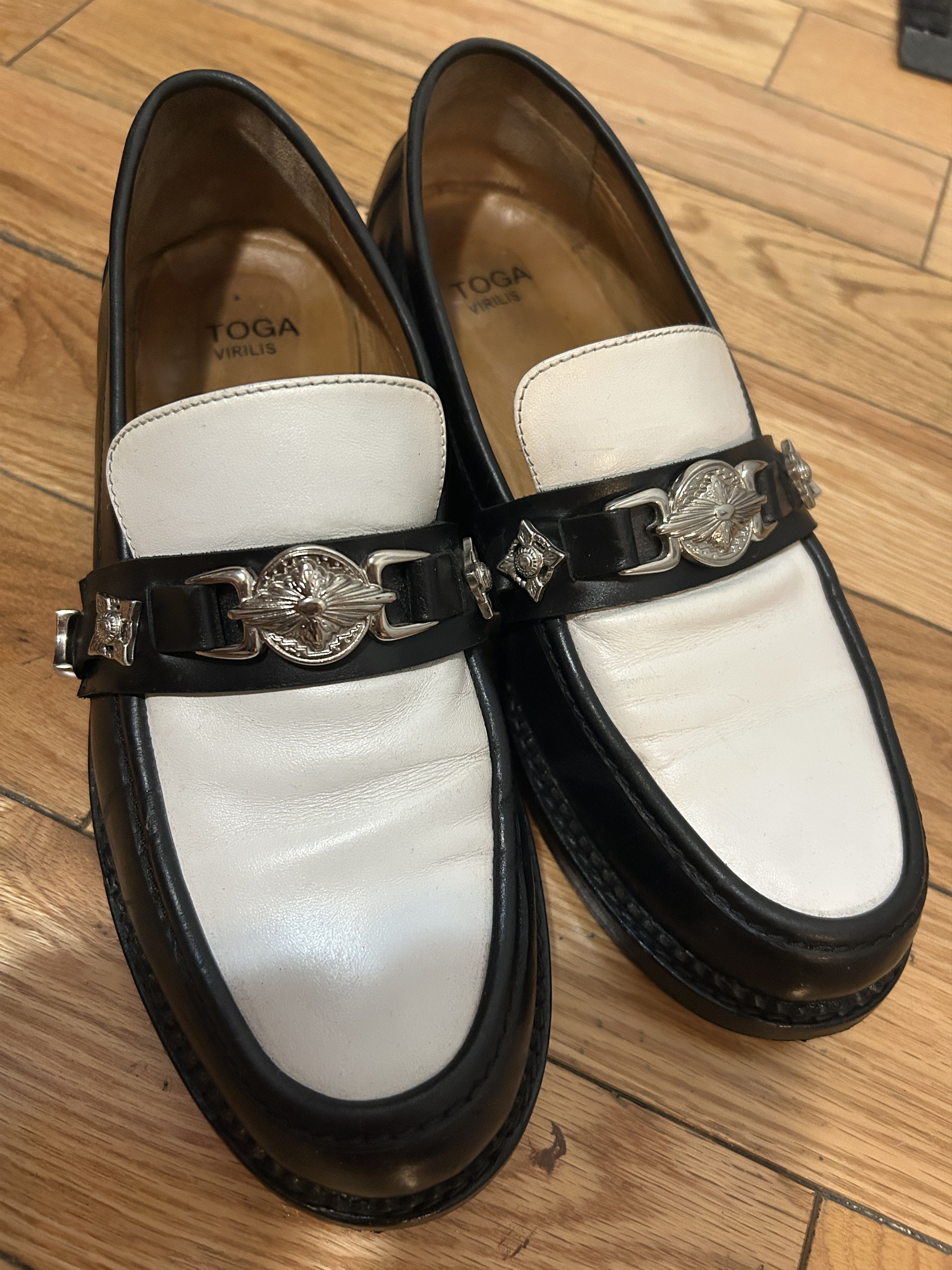 TOGA VIRILIS Toga Virilis SSENSE Black White Metal Loafers Men’s Size 41 Size US 7.5 / EU 40-41 - 3 Thumbnail