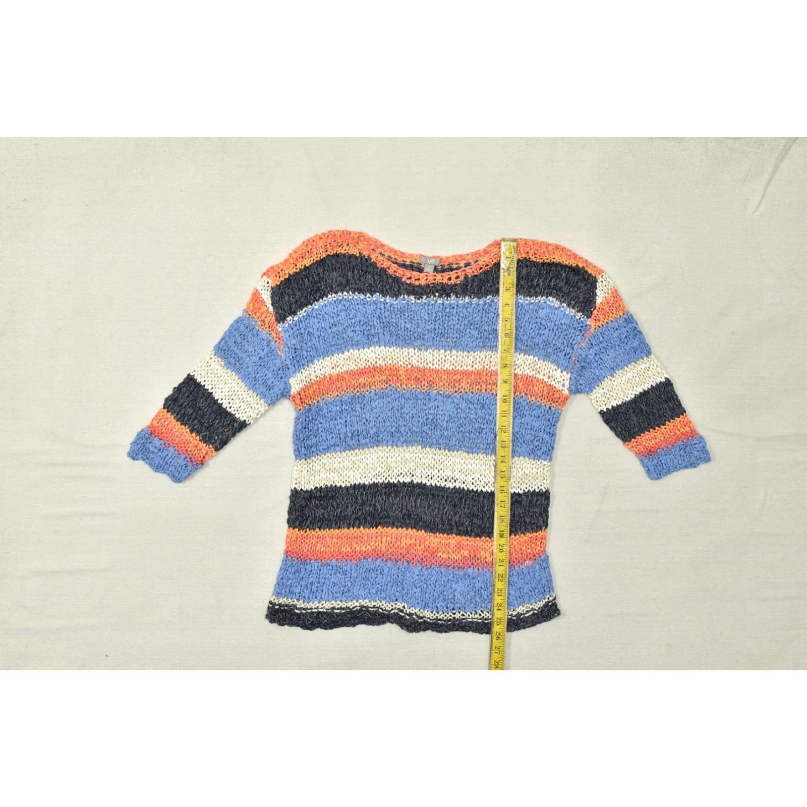 J. Jill J. Jill Sweater Striped Knit 3/4 Sleeve Multicolor Cotton Womens Size M Pullover Autumn Winter Spring Size M / US 6-8 / IT 42-44 - 3 Thumbnail