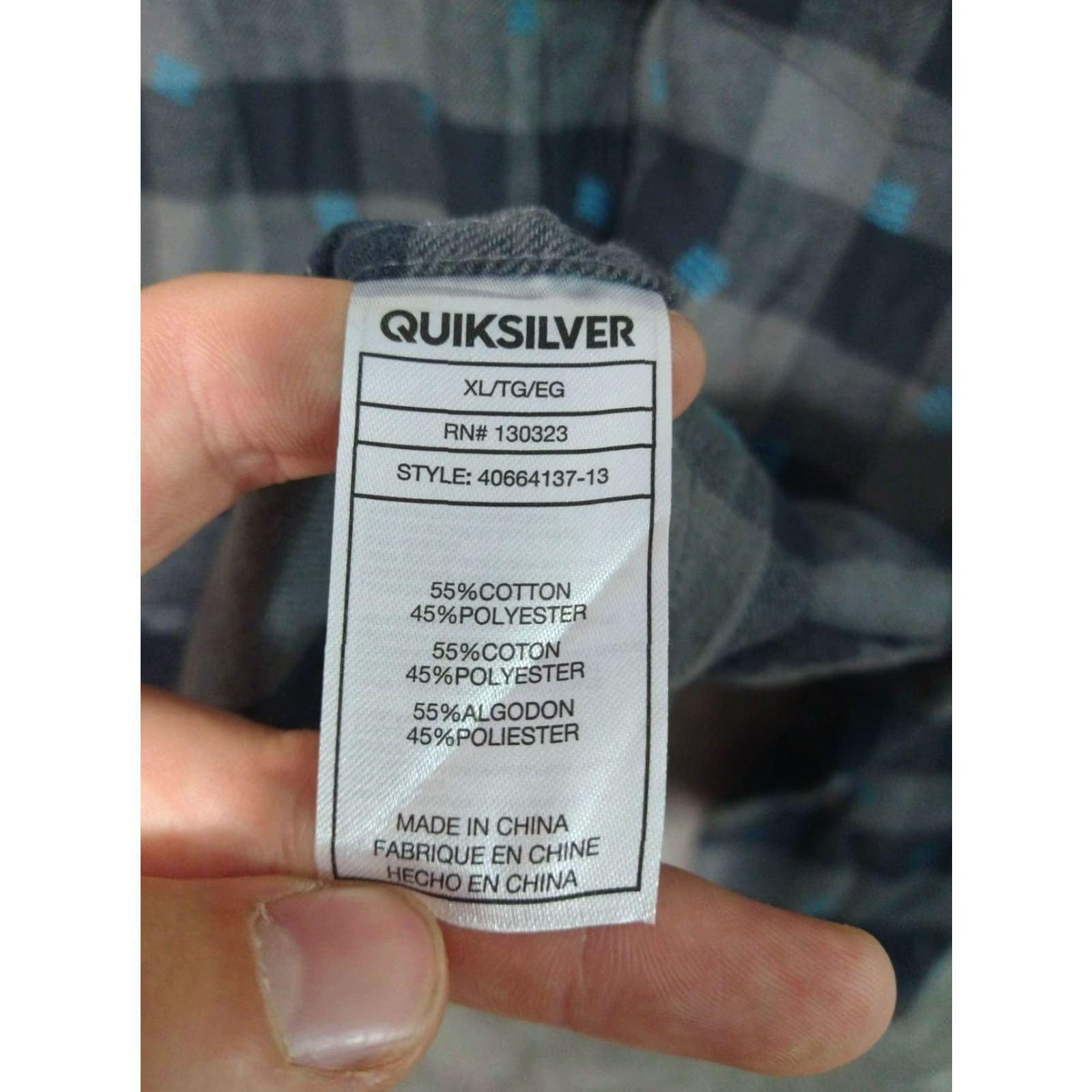 Quiksilver Quiksilver Shirt Mens XL Button-Up Long Sleeve Plaid Flannel Gray Black Cotton Polyester Shirt Size US XL / EU 56 / 4 - 7 Thumbnail