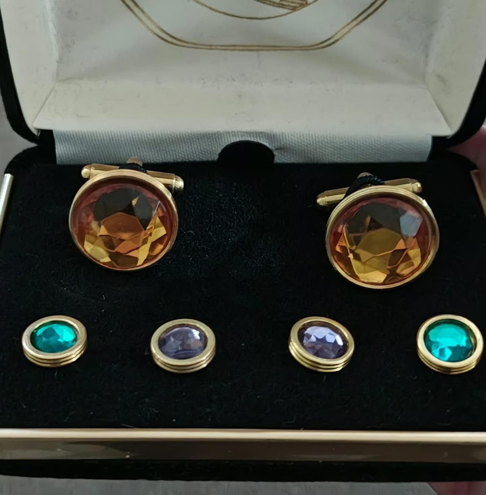 Other 1960 Raffles Cufflinks shirt studs with faceted color stones Size ONE SIZE - 3 Thumbnail