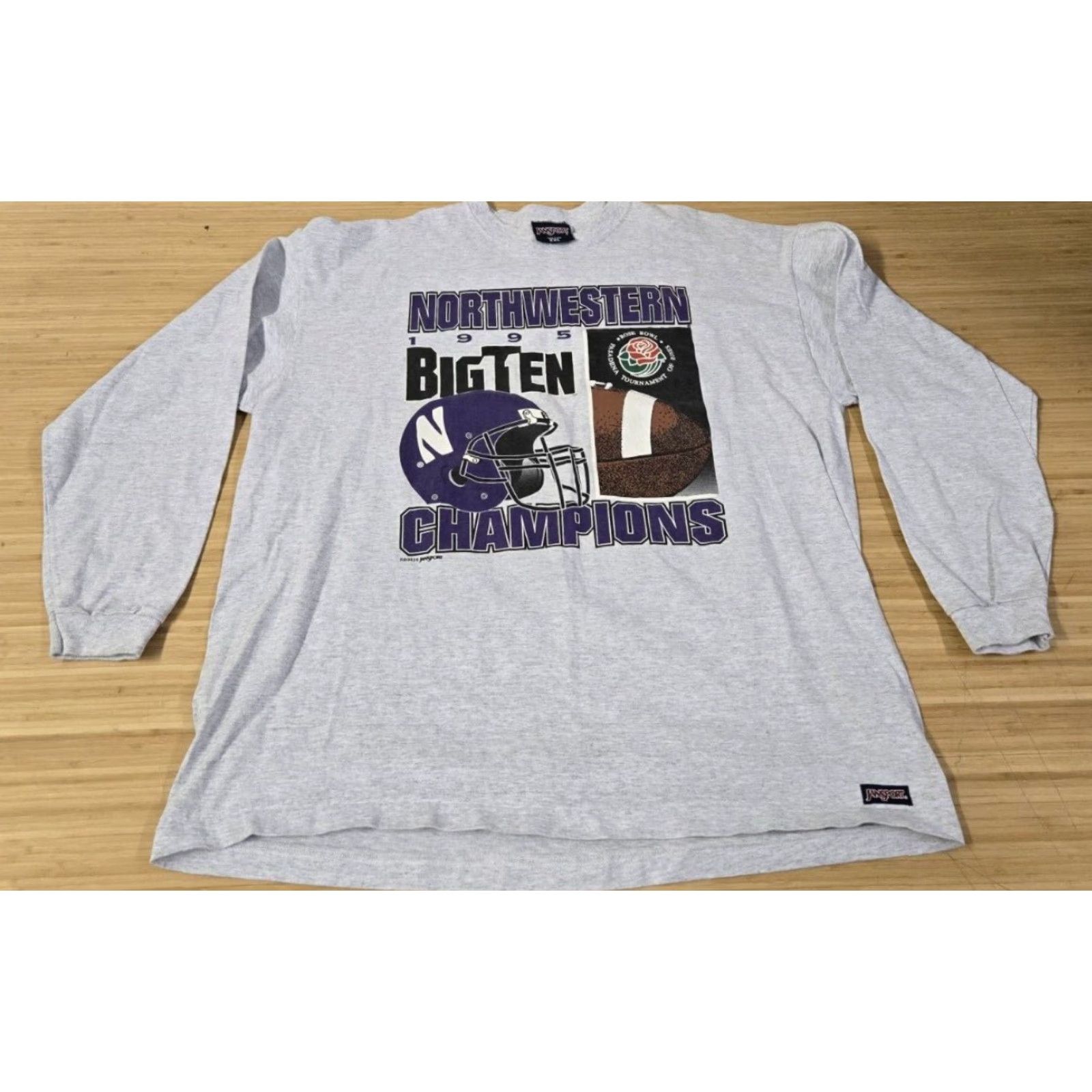 Jansport VINTAGE Jansport Heavy T Shirt Northwestern Big Ten Champions 1995 Men's 2XL Gray Crew Neck Long Sleeve Cotton Logo University Heavyweight Shirt Size US XXL / EU 58 / 5 - 2 Thumbnail