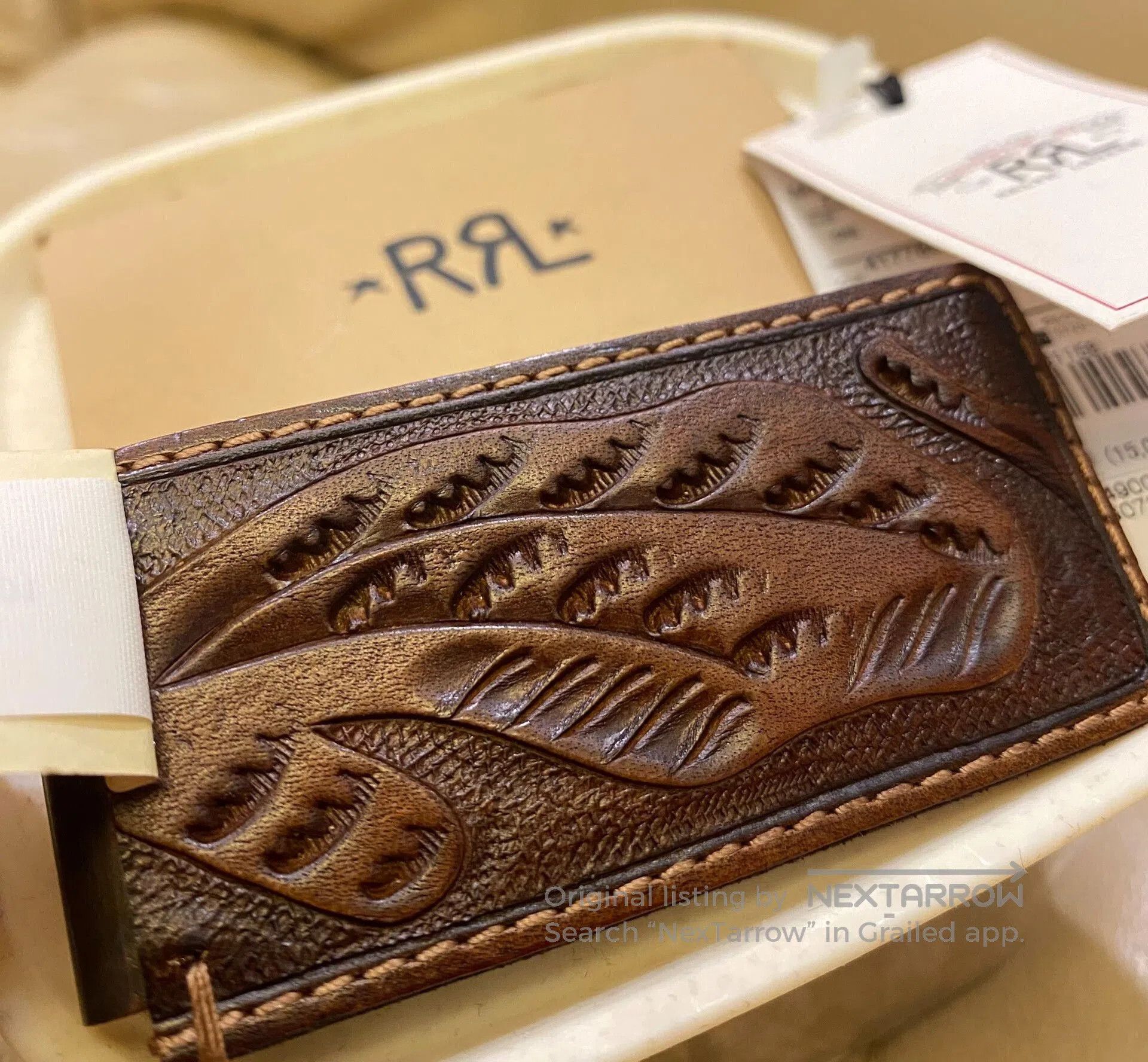 RRL Ralph Lauren RRL Brass Leather Arrow Logo Money Clip. Size ONE SIZE - 5 Thumbnail