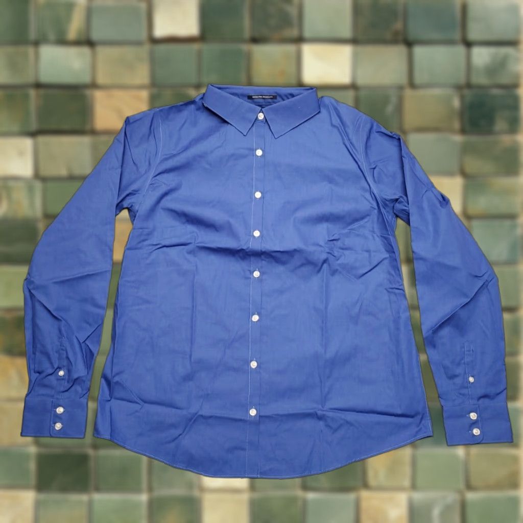 Lands' End VINTAGE Lands' End Shirt Womens 12 Cobalt Blue Long Sleeve Broadcloth Wrinkle Free Size XL / US 12-14 / IT 48-50 - 1 Thumbnail