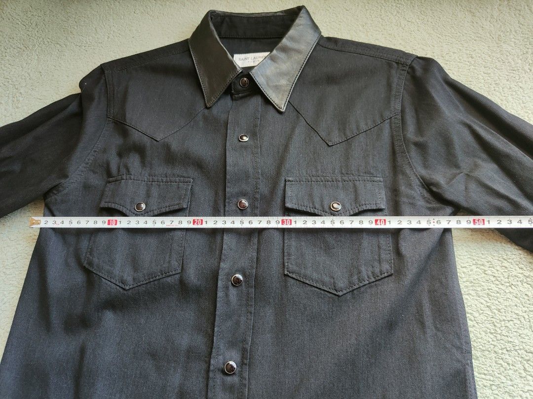 Saint Laurent Paris Saint Laurent Paris Denim Western Shirt leather collar Size US XS / EU 42 / 0 - 7 Thumbnail
