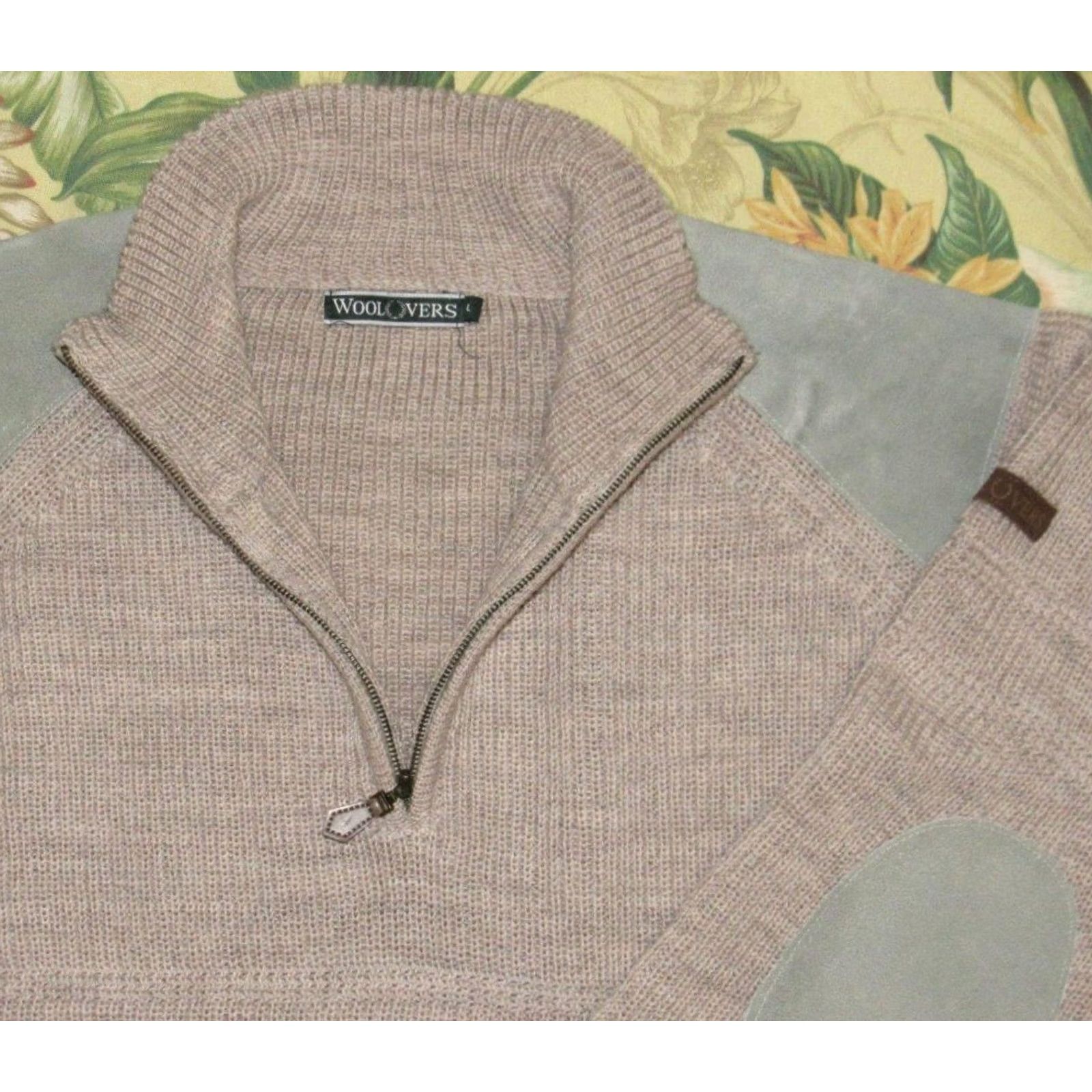 Vintage WOOLOVERS Mens Oatmeal British Wool Ribber 1/4 Zip Fisherman Sweater Large L Woolovers Pullover Sweater Mens Size US L / EU 52-54 / 3 - 2 Thumbnail