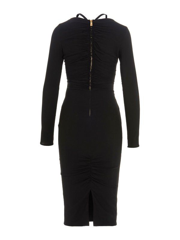 Versace o1y0226 Midi Dress in Black Size M / US 6-8 / IT 42-44 - 2 Thumbnail