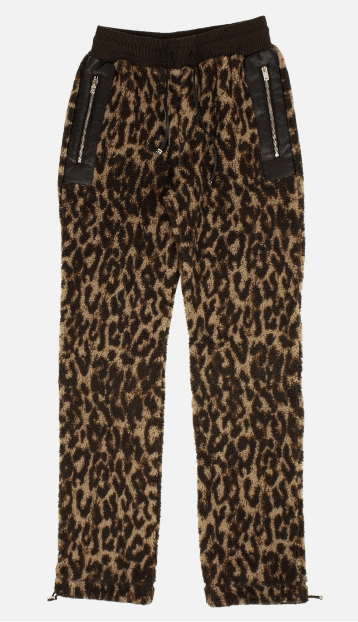 Amiri Amiri Brown Leopard Print Fleece Sherpa Pants Size US 32 / EU 48 - 1 Thumbnail