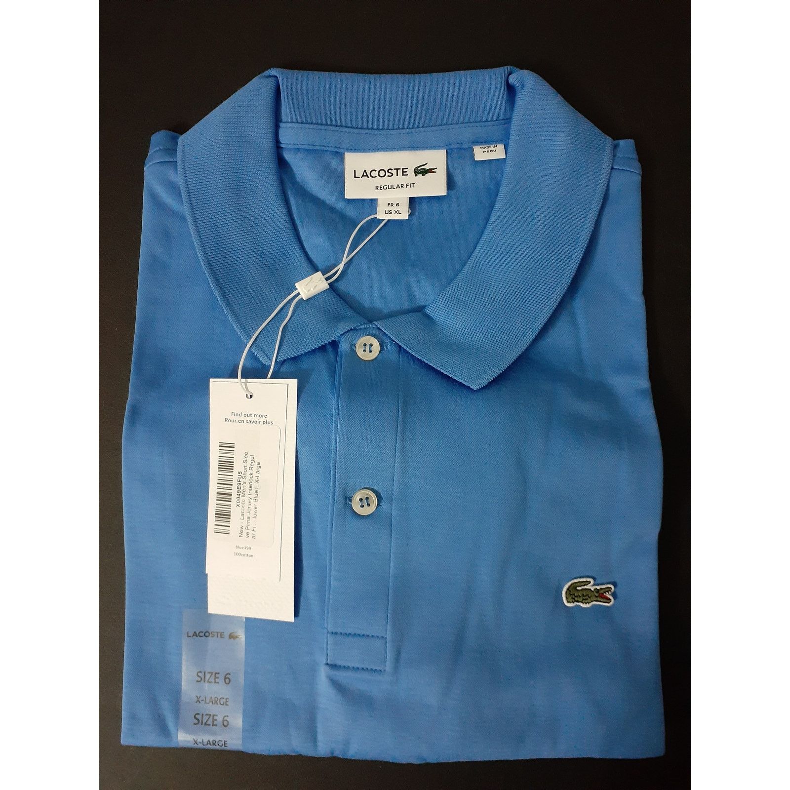 Lacoste Lacoste Mens Pima Jersey Interlock Regular Fit Polo Blue 2XL Size US XXL / EU 58 / 5 - 2 Thumbnail