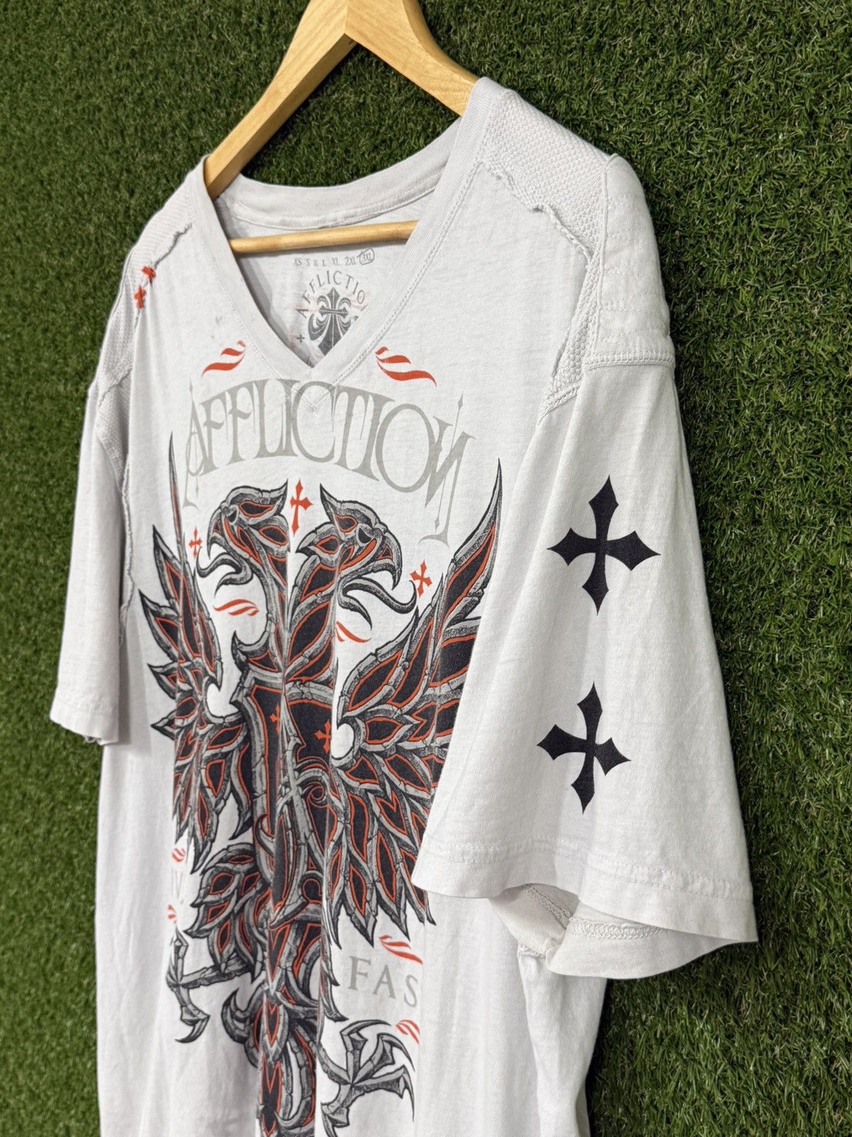 Affliction Affliction Eagle Distressed Y2K Chrome Metal Tee White 3XL Size US XXL / EU 58 / 5 - 2 Thumbnail