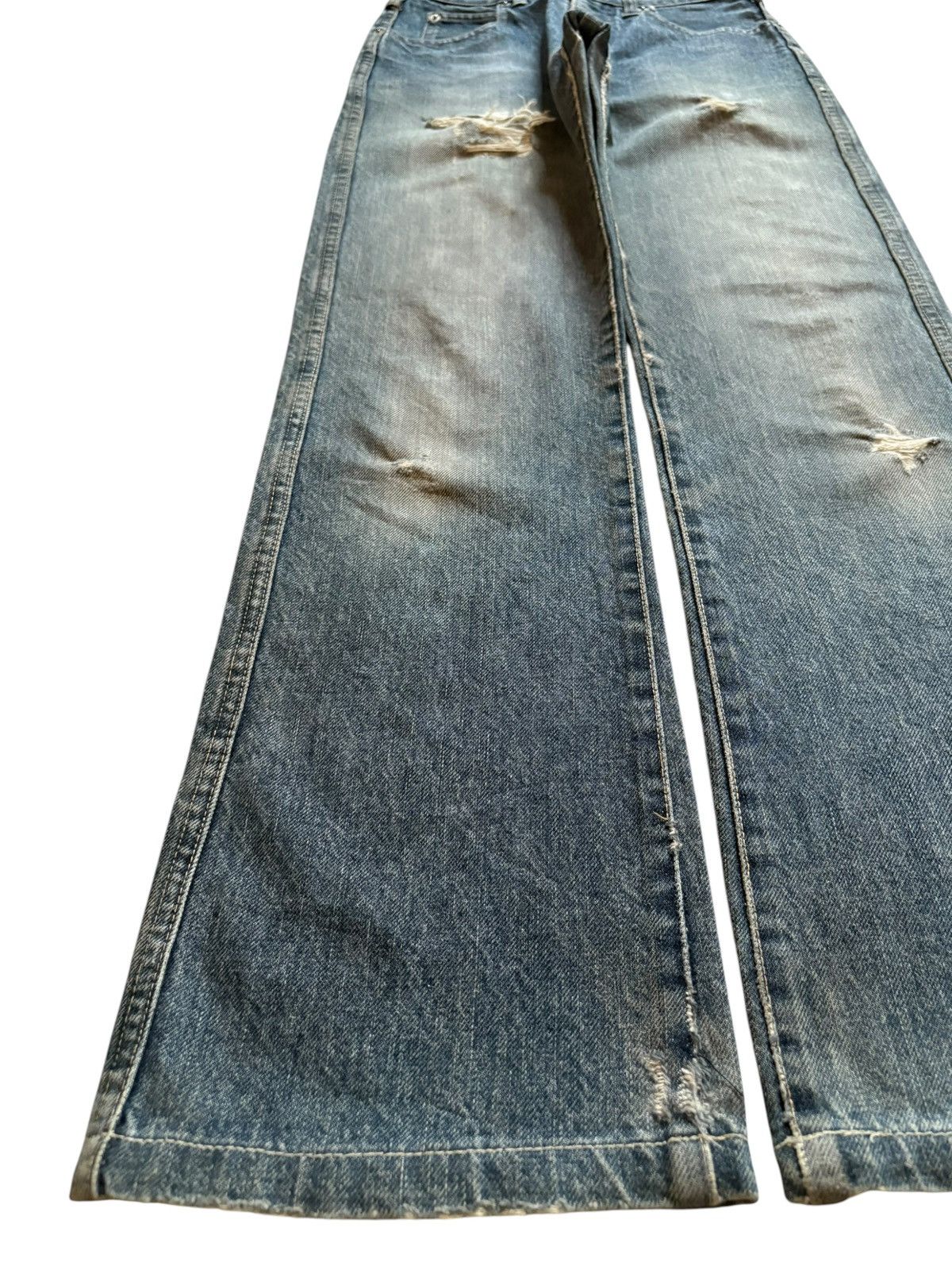 Designer × Katharine Hamnett London Vintage Katharine Mud Wash Distressed Ripped Bootcut Jeans Size 25" / US 0 / IT 36 - 6 Thumbnail