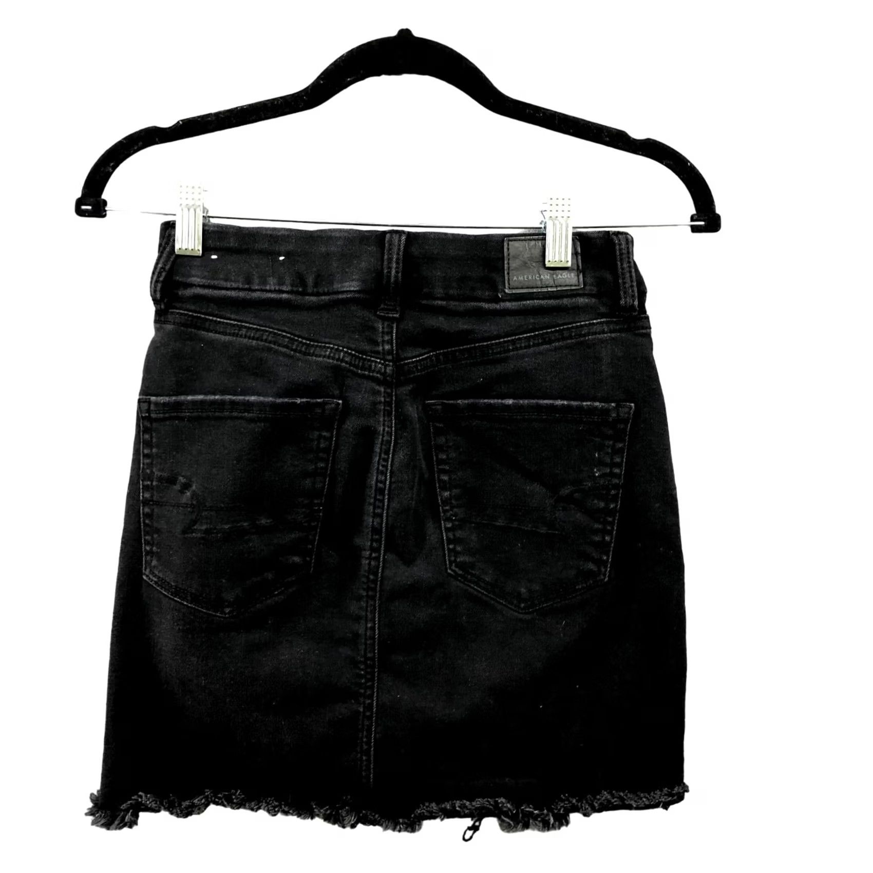American Eagle Outfitters VINTAGE American Eagle Outfitters Curvy Hi Rise Mini Skirt Size 0 Black Next Level Stretch Skirt Womens Size 25" / US 0 / IT 36 - 2 Thumbnail