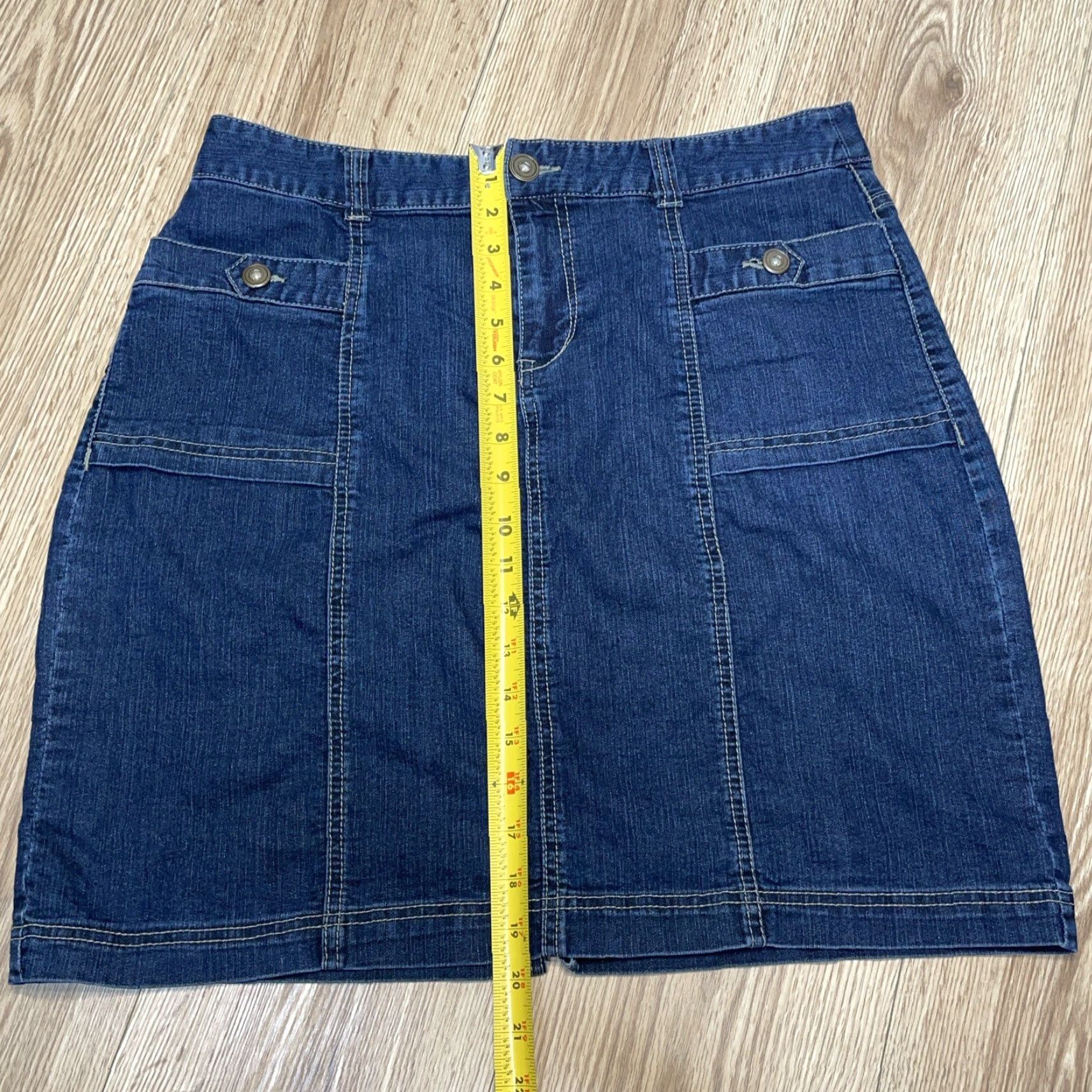 Vintage VINTAGE Christopher & Banks A-Line Skirt Women's Regular Size 12 Blue Denim Short Size 34" / US 12 / IT 48 - 6 Thumbnail