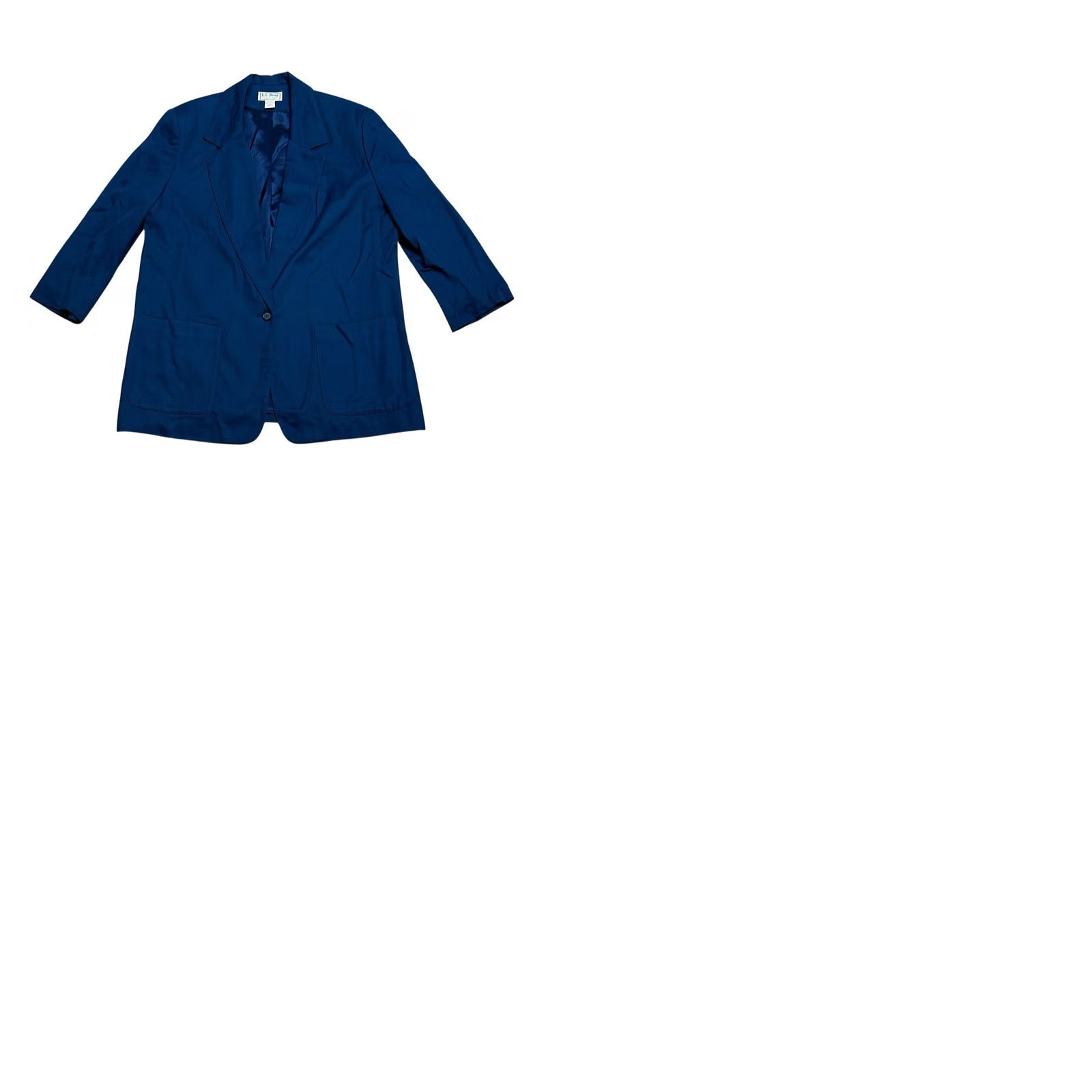Vintage VINTAGE LLBean Navy Blue Blazer 14 Womens Single-Breasted 1-Button Notch Lapel Regular Fit 100% Rayon Made In USA 80s 90s Size XL / US 12-14 / IT 48-50 - 10 Thumbnail
