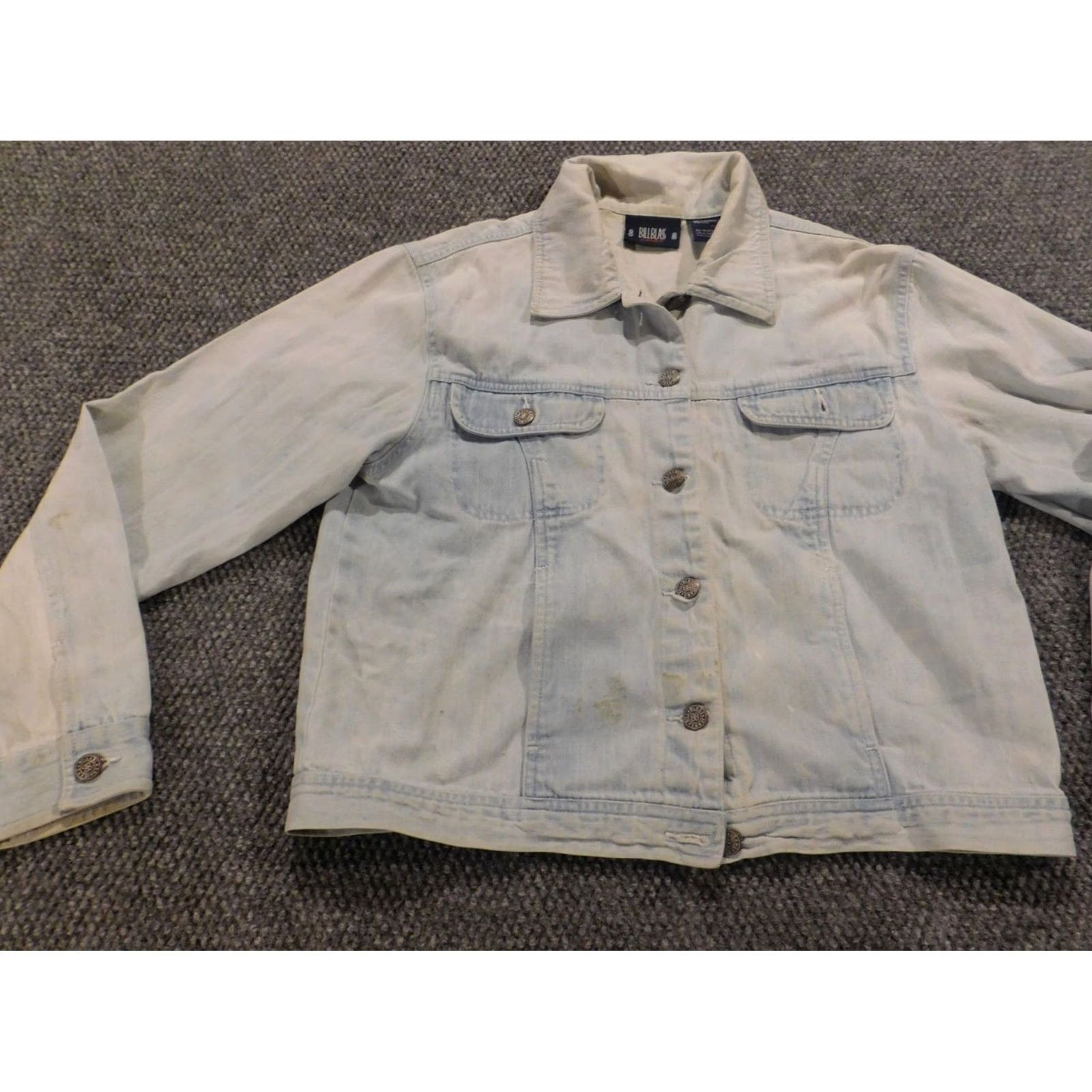 Bill Blass Bill Blass Womens Jacket Jacket M Blue Denim Button Long Sleeve Mid-Length Basic Jacket Regular XS? Size 32" / US 10 / IT 46 - 3 Thumbnail