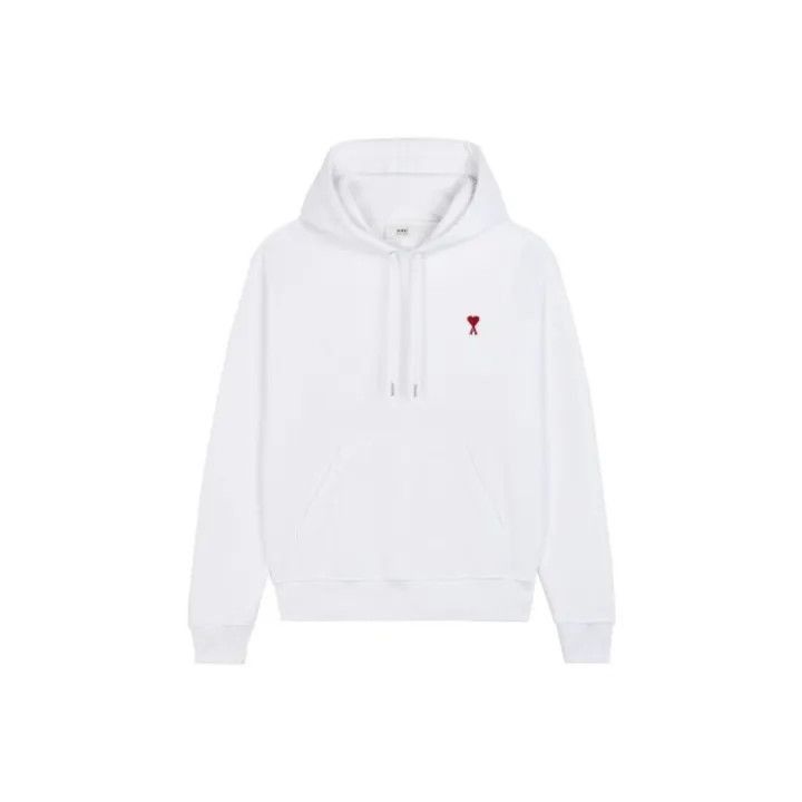 AMI Paris Embroidered Logo White Hoodie -2507
