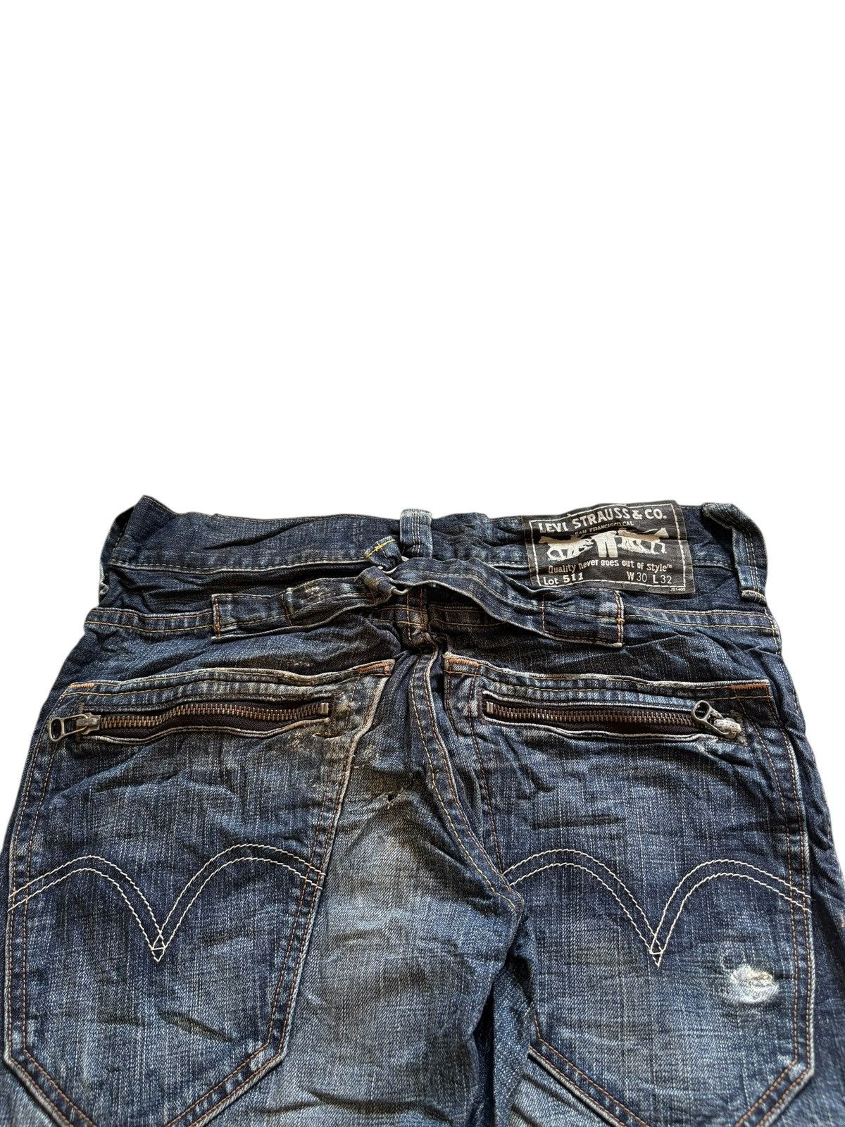 Levi's Vintage 90s Levis 511 Slim Buckle Back Distressed Jeans Size US 30 / EU 46 - 9 Thumbnail