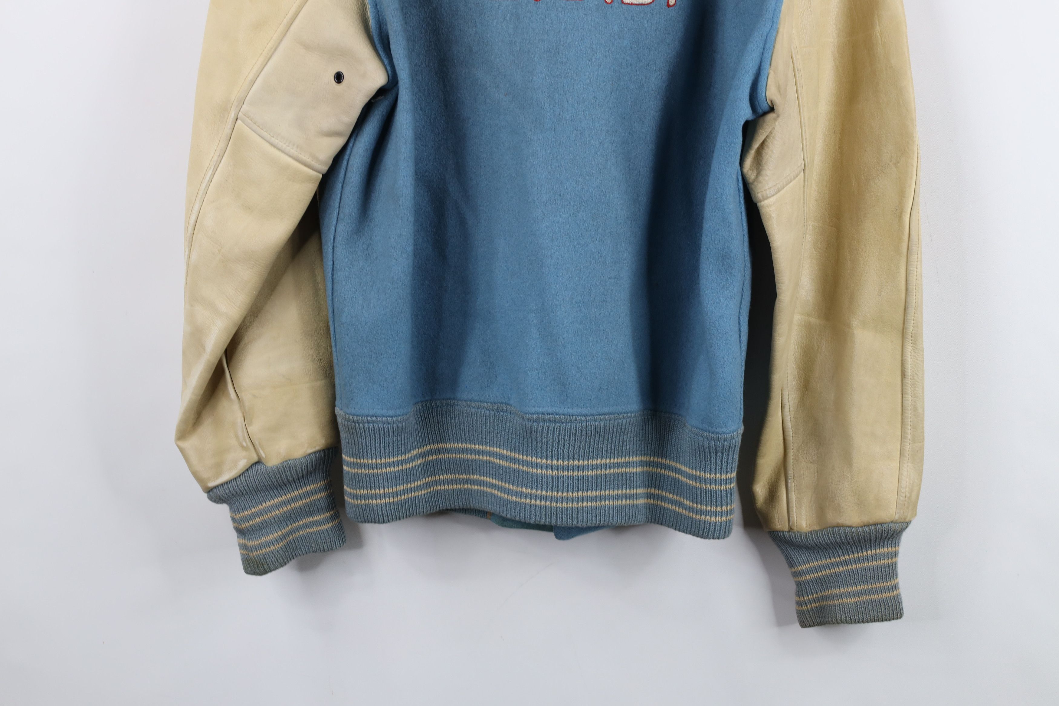 Vintage Vintage 50s Wool Leather Chain Stitch Varsity Jacket USA Size US L / EU 52-54 / 3 - 15 Thumbnail