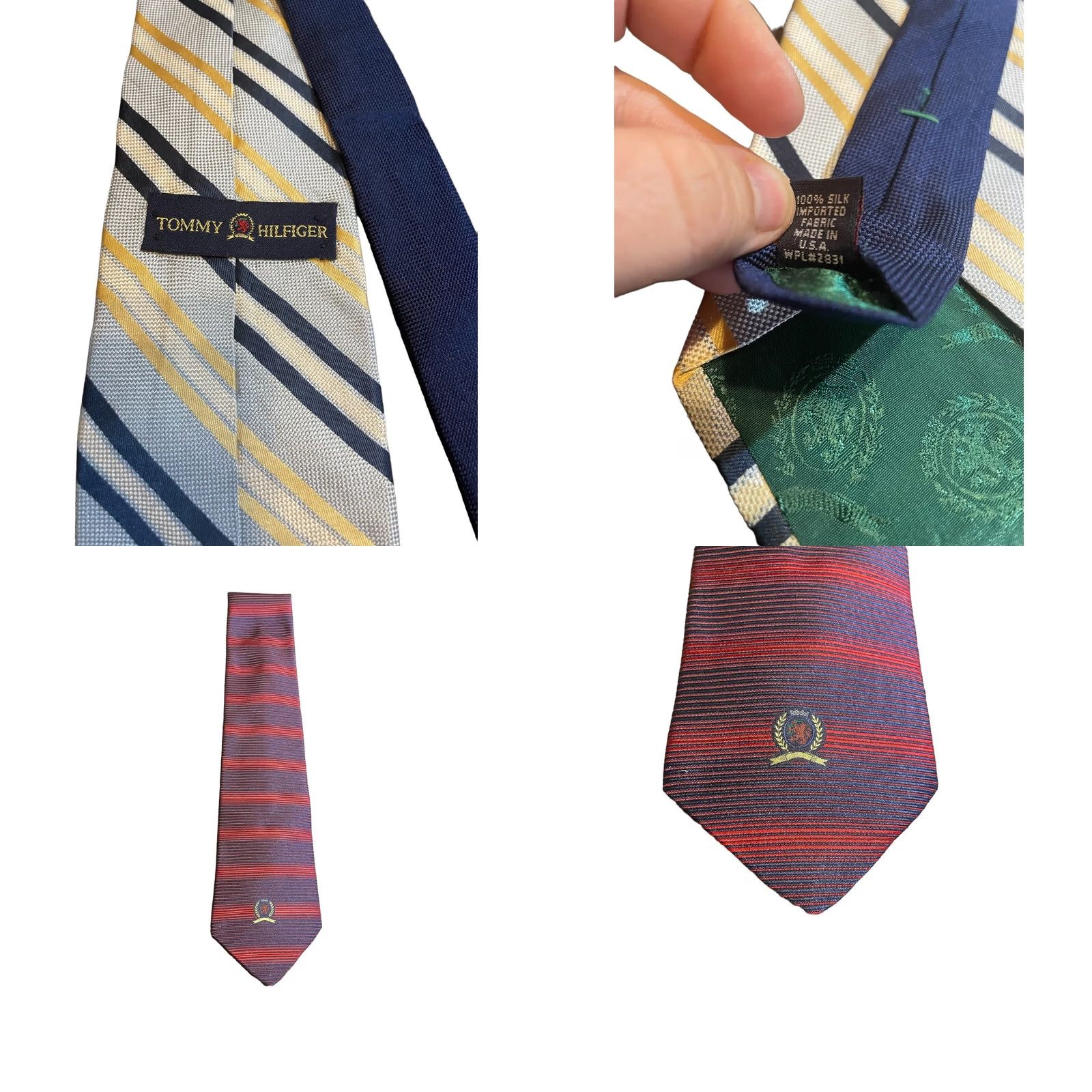 Tommy Hilfiger VINTAGE Tommy Hilfiger Tie Slik Lot Of 5 Made In USA Red, Blue & Yellow, 100% Silk, Striped, Classic Length, Clip, Men, Preppy Size ONE SIZE - 10 Thumbnail
