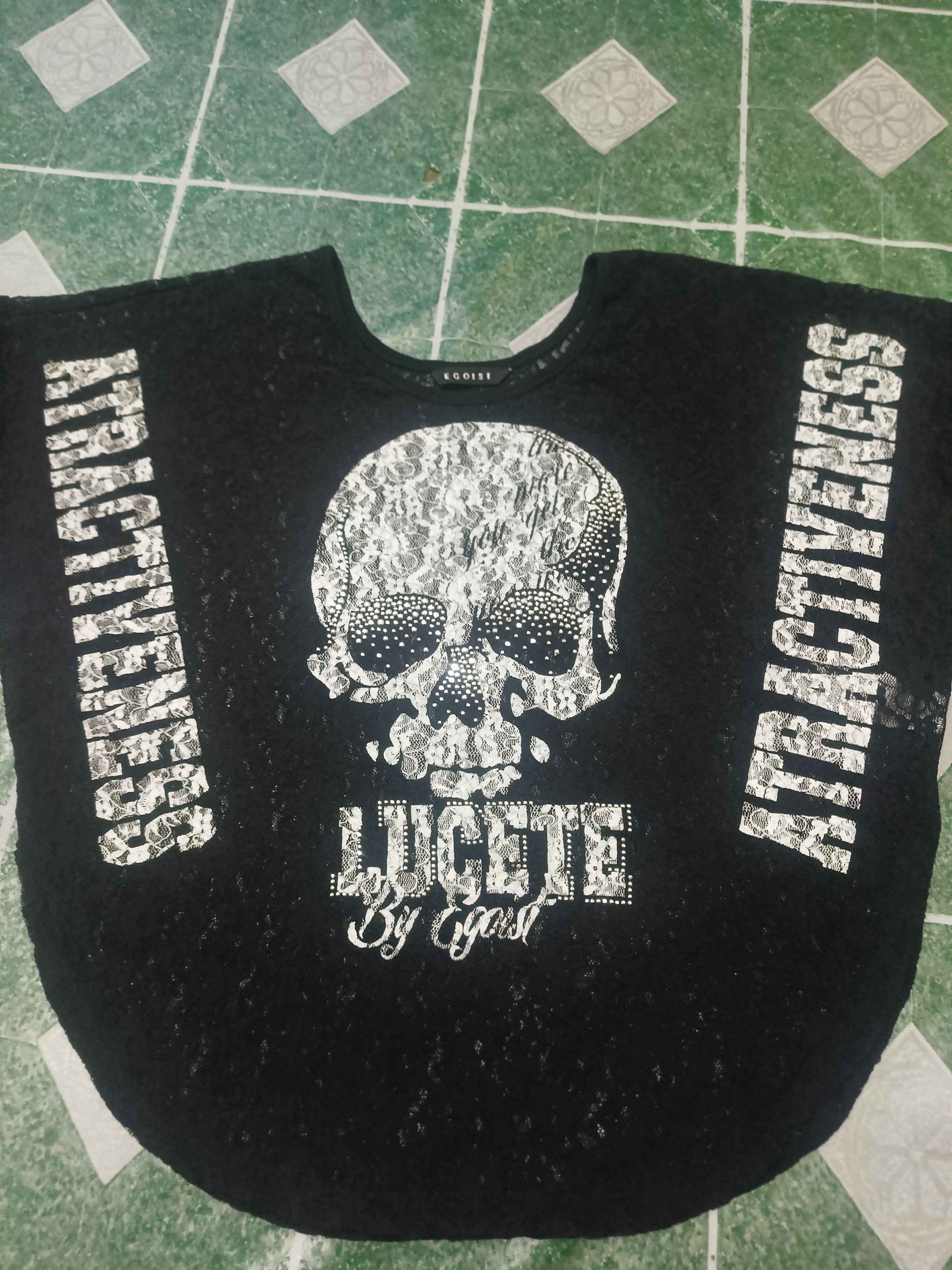 If Six Was Nine Egoist Mesh Shirt Skull Sparkling beads Rare design Size US L / EU 52-54 / 3 - 3 Thumbnail