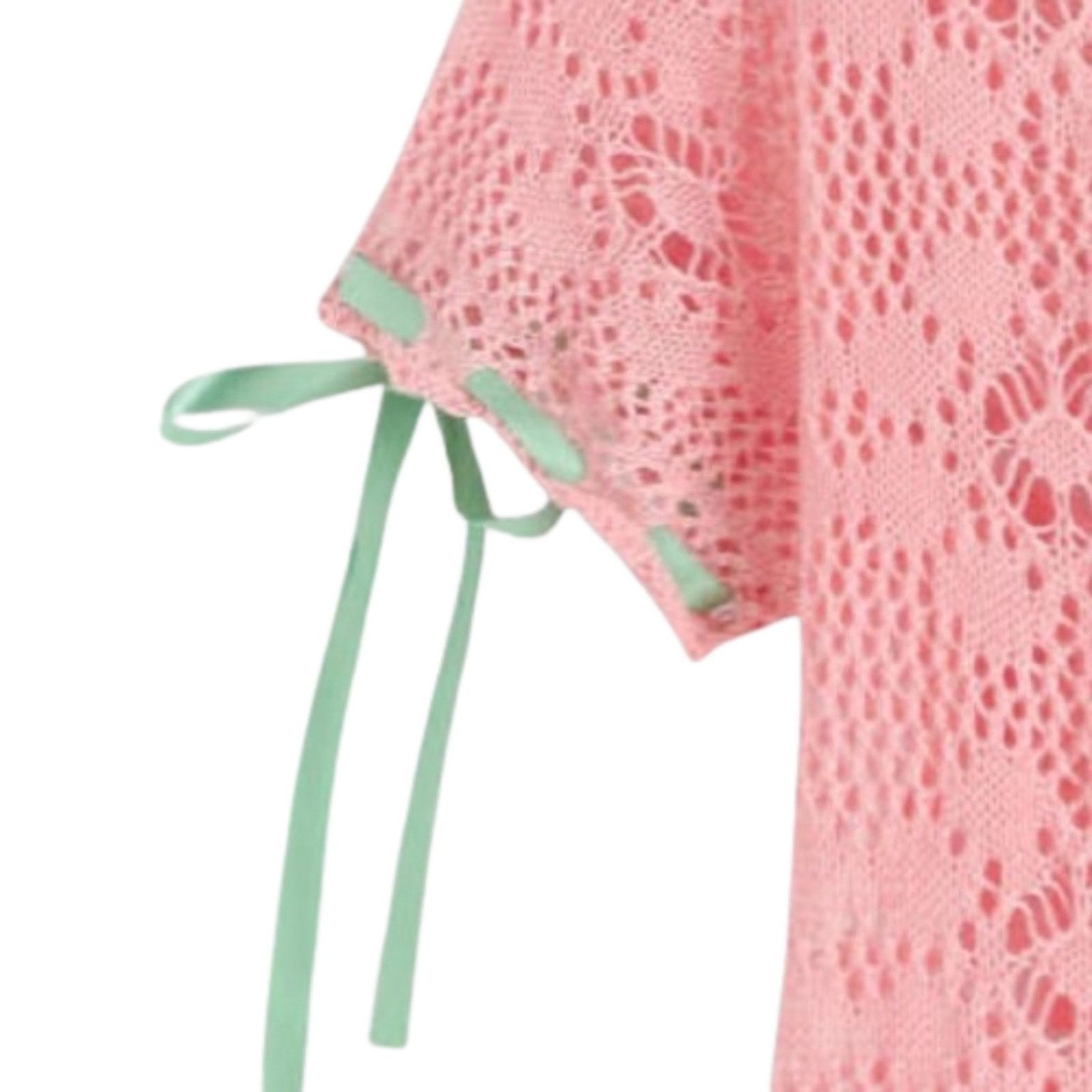 Cider ADORABLE ☆ RIBBONS & CROCHET ☆ PINK & GREEN CARDI ☆ 4xl NWT Size 4XL / US 24-26 - 8 Thumbnail