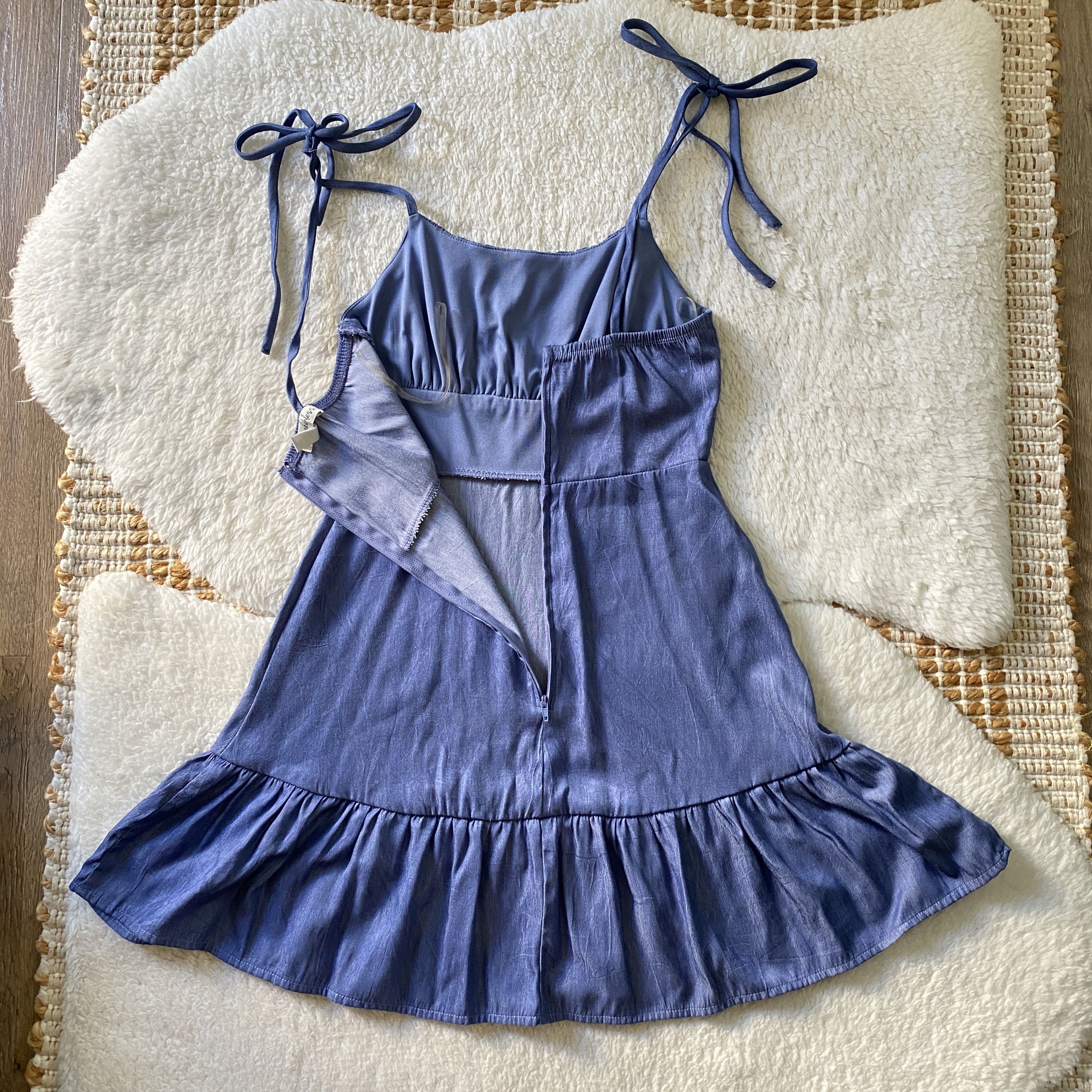 Other Speechless Chambray Blue Baby Doll Dress XS - Summer Dress Size XS / US 0-2 / IT 36-38 - 3 Thumbnail