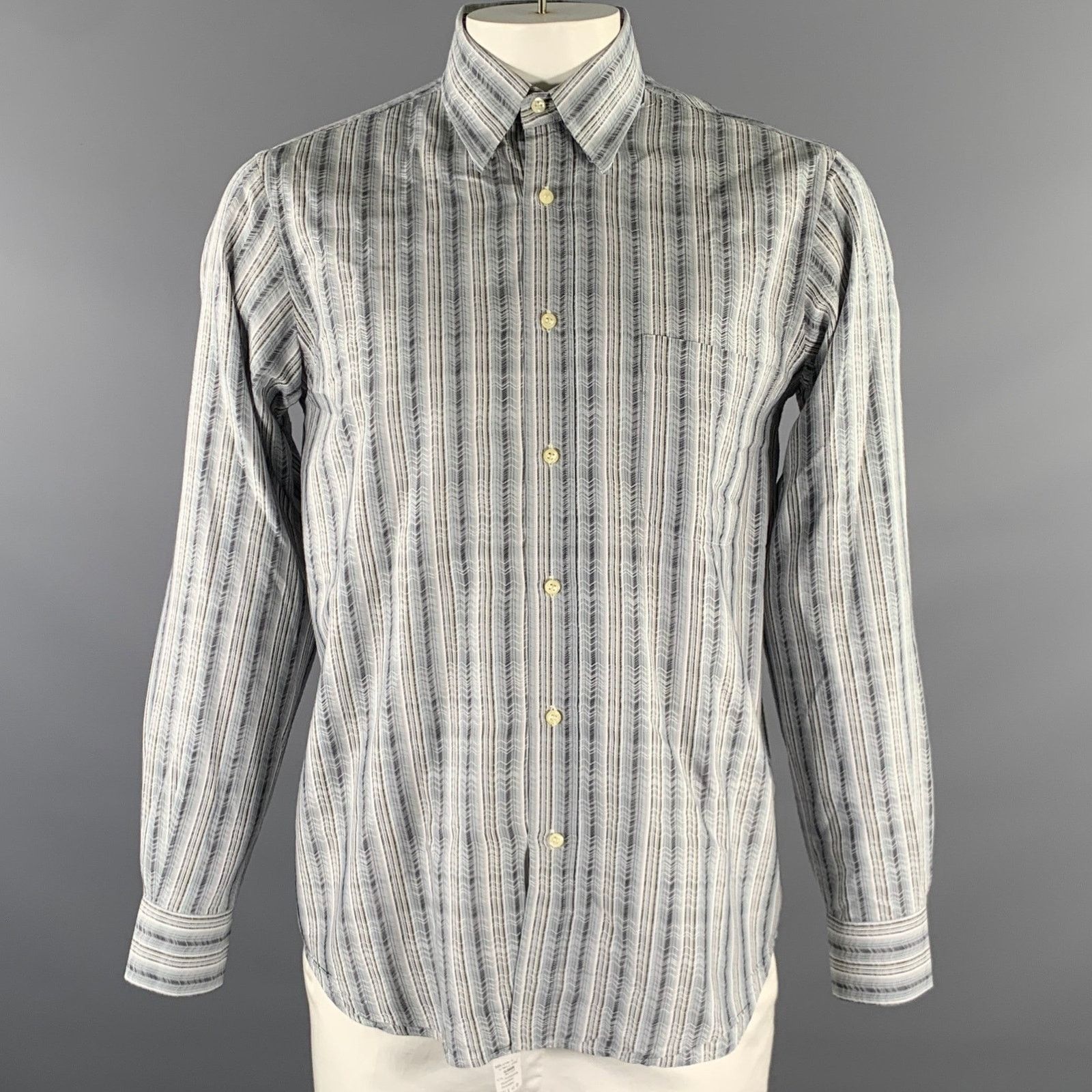 Missoni MISSONI Grey Multi-Color Zig Zag Stripe Long Sleeve Shirt Size US L / EU 52-54 / 3 - 1 Thumbnail