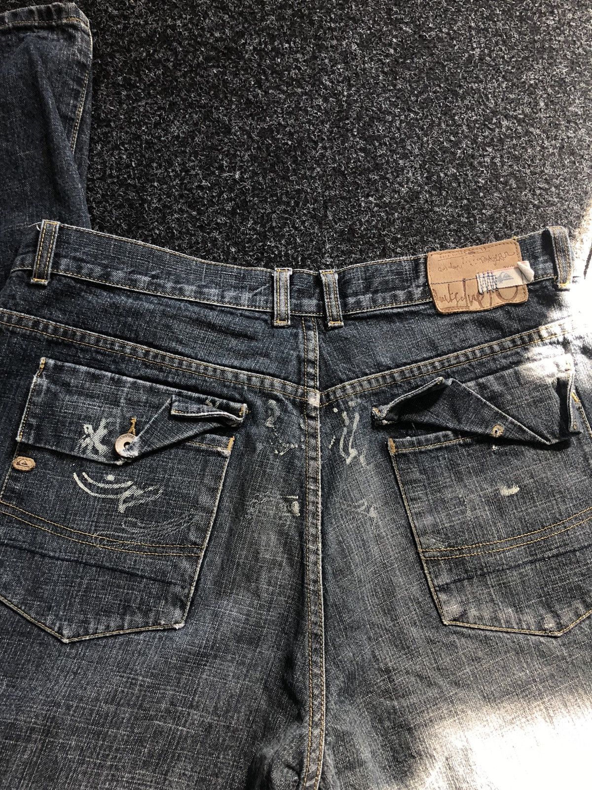 Quiksilver × Vintage Crazy Vintage Quiksilver Custom Baggy Faded Denim pants Y2K Size US 34 / EU 50 - 6 Thumbnail
