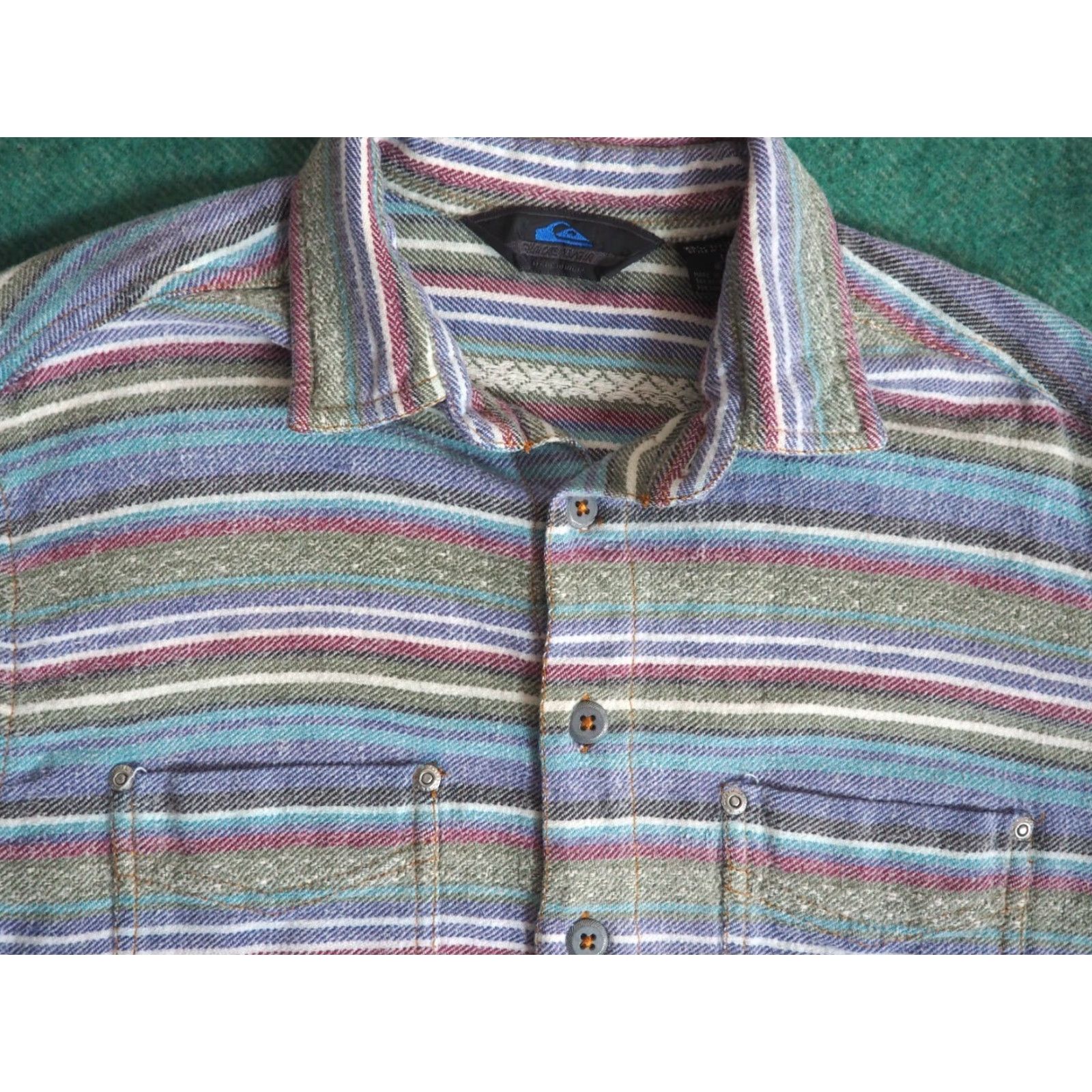 Quiksilver VTG Quiksilver Shirt 90s Striped Cotton Button-Up Pocket Denim Blue S Mens Long Sleeve Vintage 90s Size US S / EU 44-46 / 1 - 2 Thumbnail