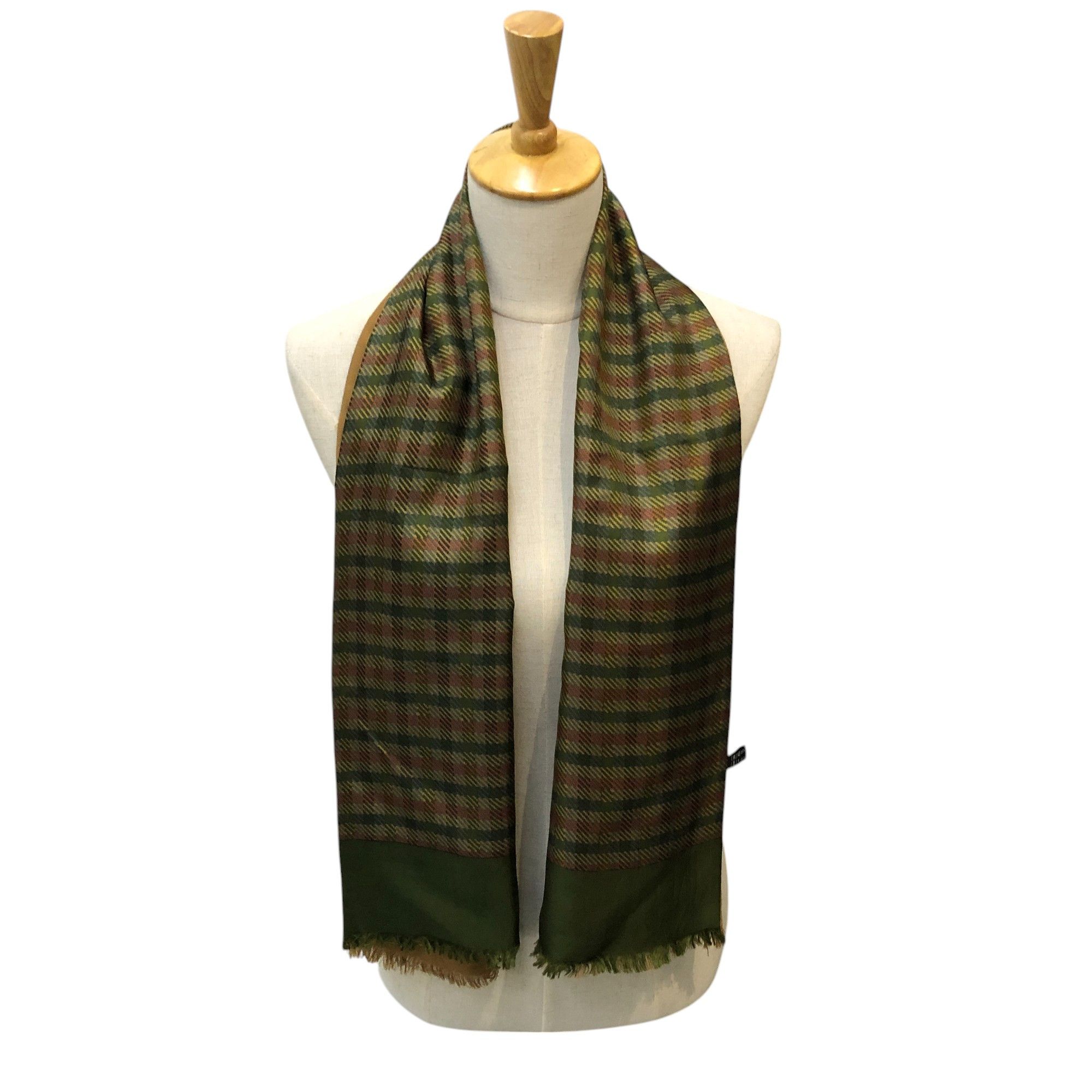 Vintage Vintage Gingham Silk/Wool Scarf Muffler Neckwear V2959 Size ONE SIZE - 1 Thumbnail