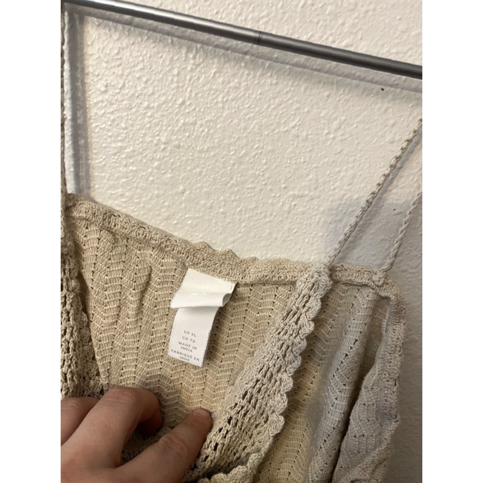 H&M H&M Crochet Knit Crop Top Tank Beige Scalloped Cotton Boho Size XL Size XL / US 12-14 / IT 48-50 - 2 Thumbnail
