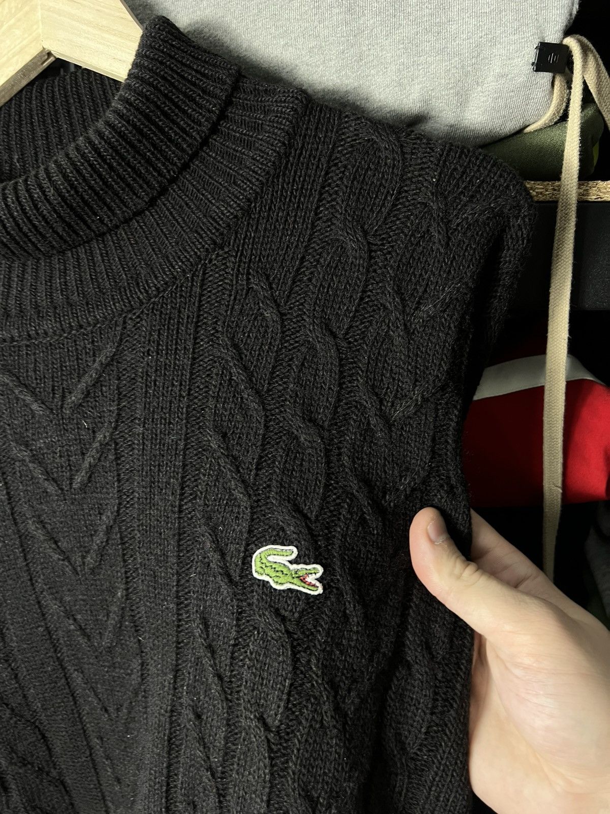 Lacoste Vintage Lacoste Cable Knit Sweater Black Size XL Wool Blend Size US XL / EU 56 / 4 - 4 Thumbnail