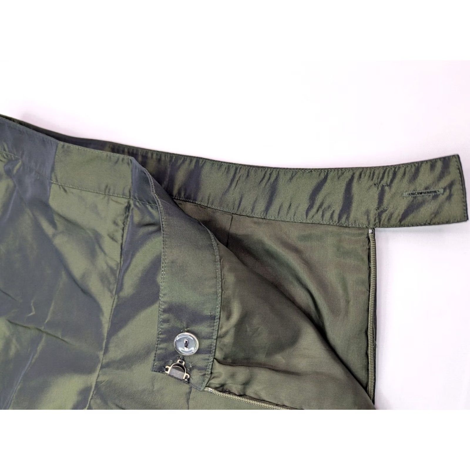 Vintage Carlisle Pants Women Regular Satin Green 29x29 High Rise Straight Front Dress Pants XS-XL Modern City Comfort Breathable Dry Clean Only Size 27" / US 4 / IT 40 - 7 Thumbnail