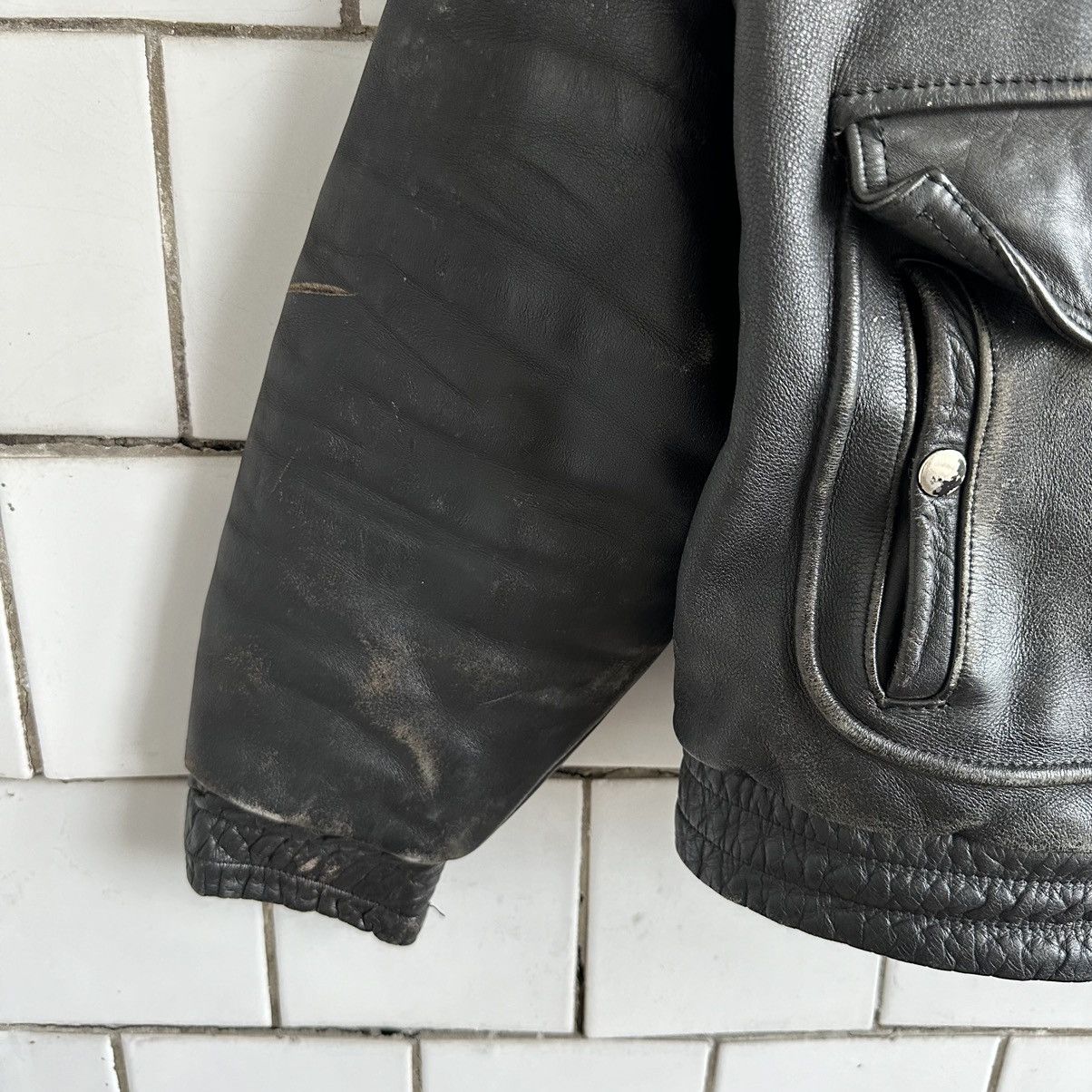 Vintage Vintage Moto Leather Jacket Style USA 90s Y2K Size US L / EU 52-54 / 3 - 3 Thumbnail