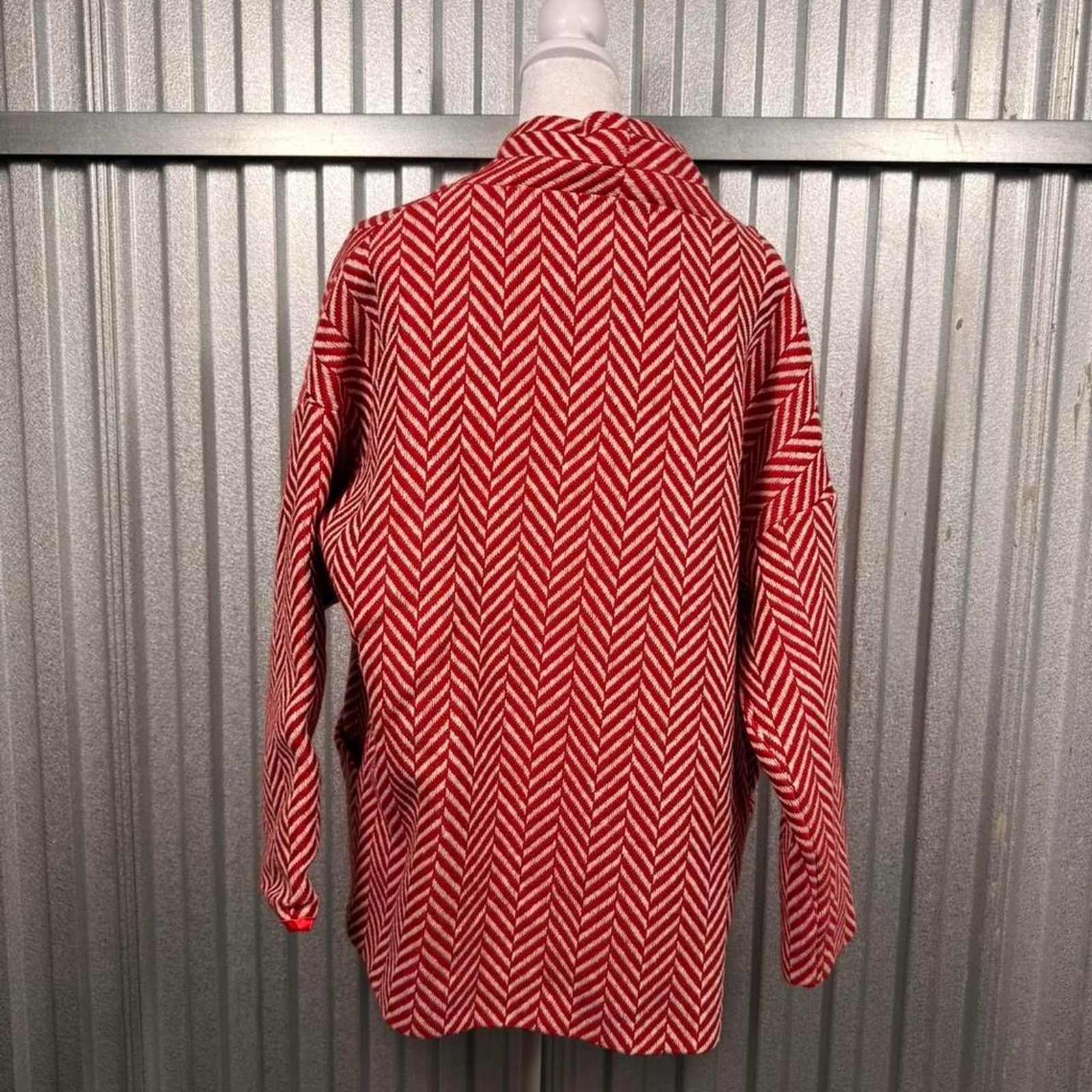 Herring Red white herringbone blazer Size L / US 10 / IT 46 - 7 Thumbnail