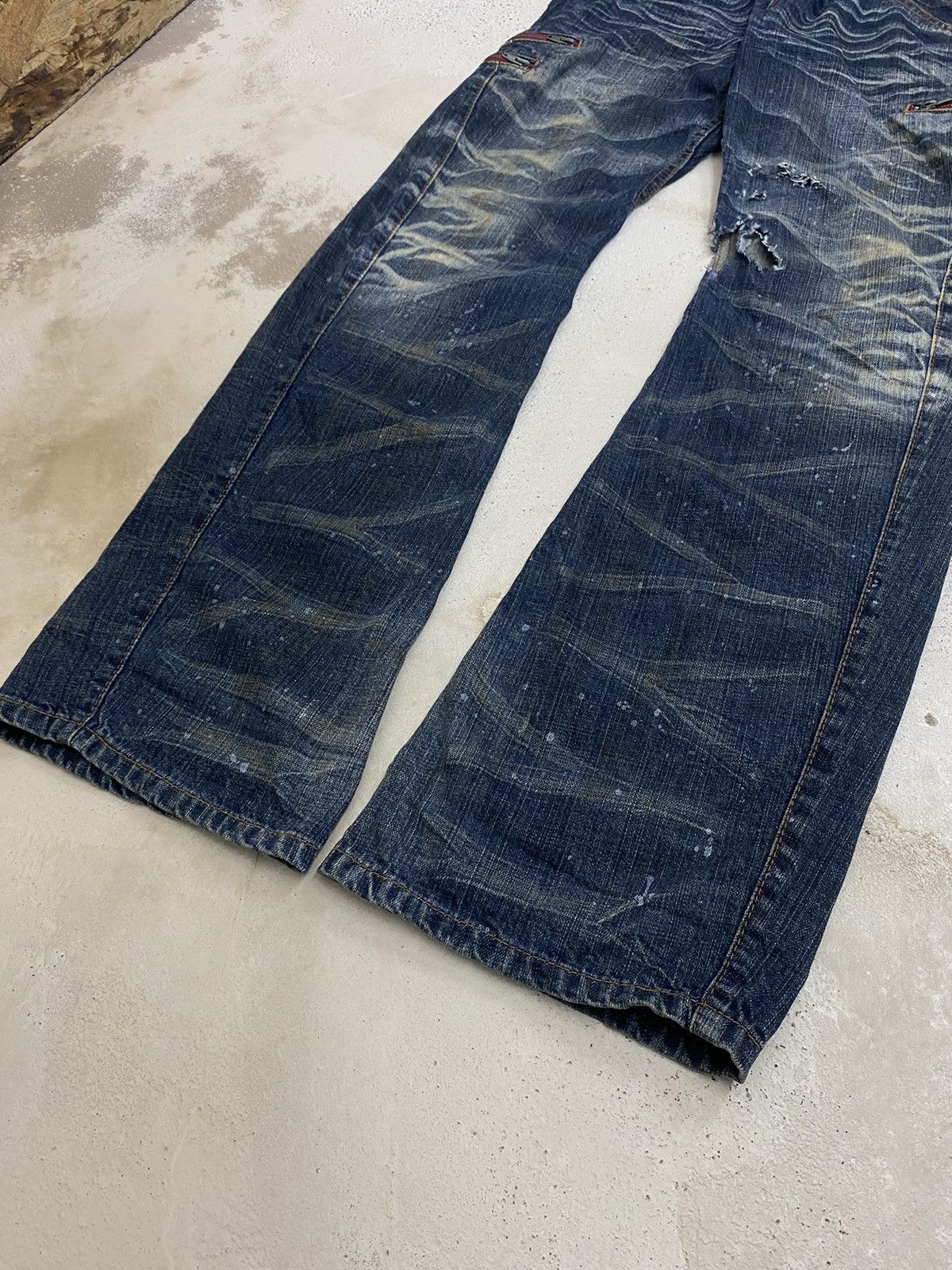 GOSTAR DE FUGA × Japanese Brand Vintage Rattle Rap Unique Faded Wash Zipper Accents Ripped Size US 33 - 4 Thumbnail
