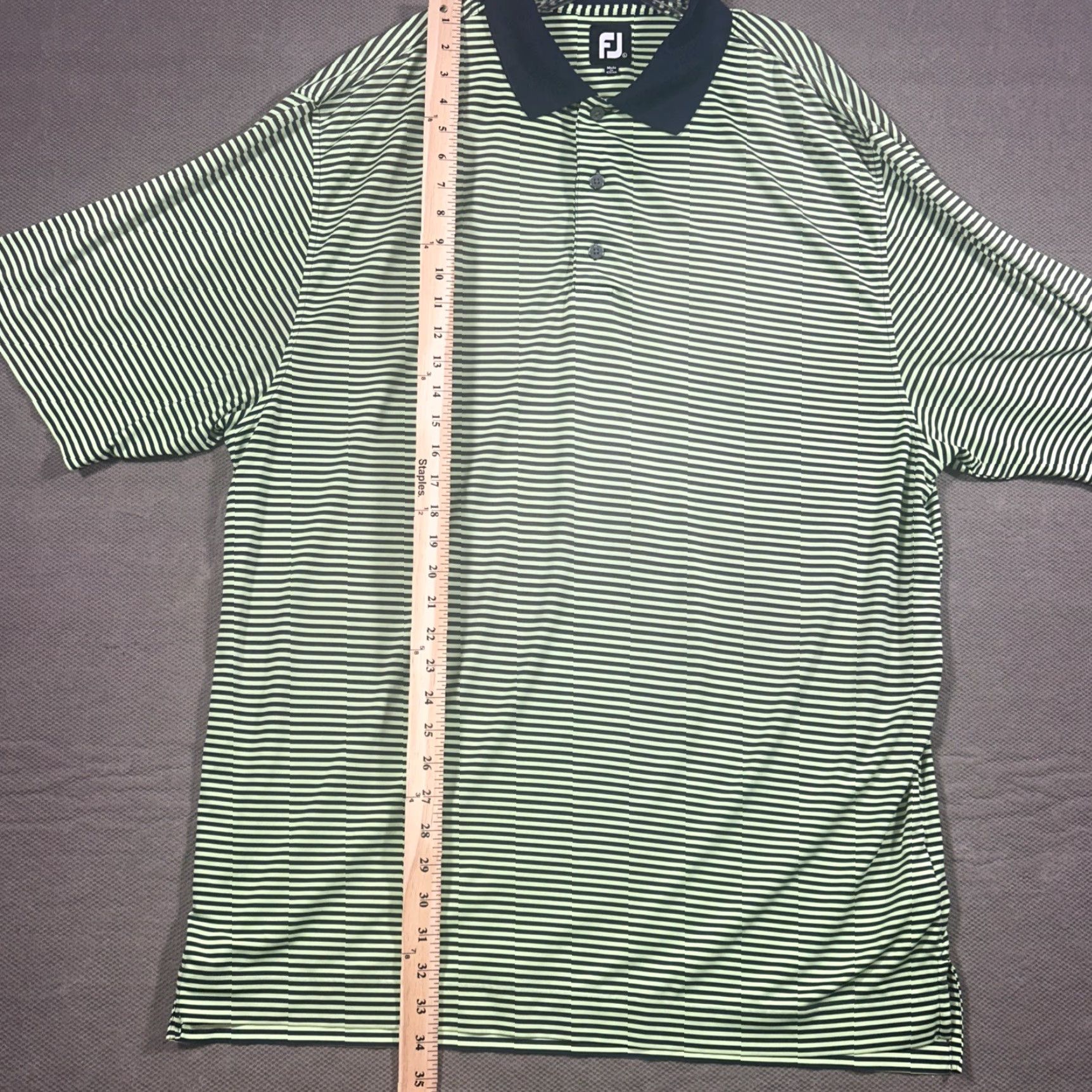 Footjoy FootJoy Polo Shirt Striped Golf Green Mens Large Shirt | FJ Performance Breathable Stretch All Seasons Short Sleeve Regular Size US L / EU 52-54 / 3 - 4 Thumbnail