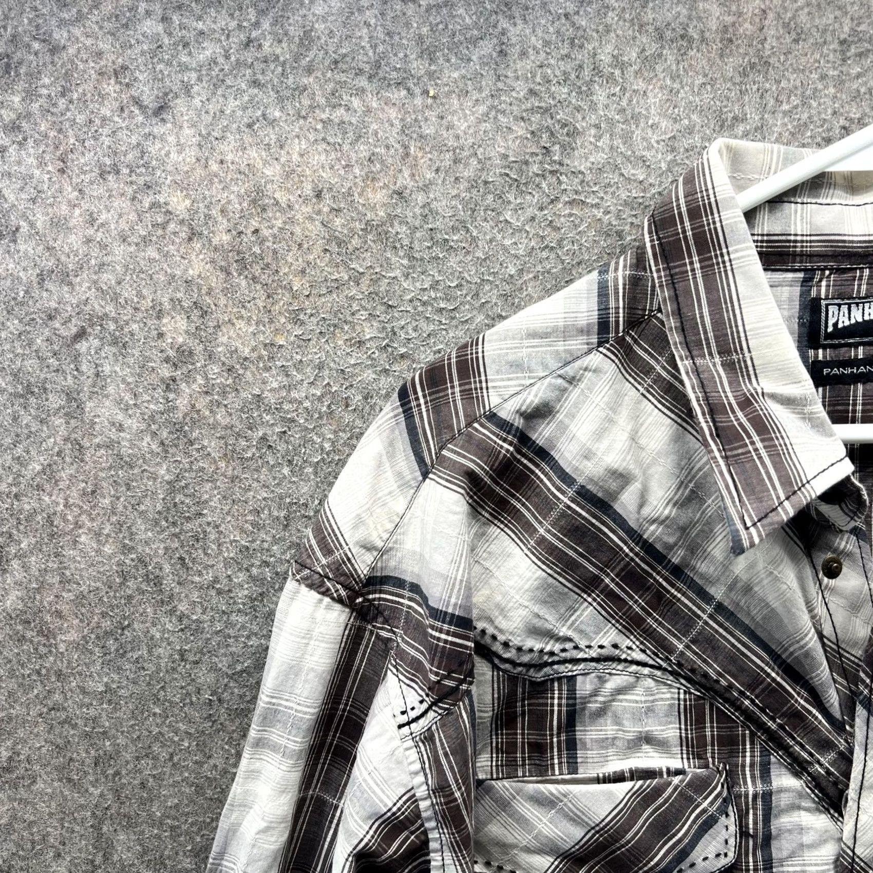 Vintage Panhandle Slim Shirt Mens XL Gray Plaid Pearl Snap Western Cowboy Long Sleeve Size US XL / EU 56 / 4 - 6 Thumbnail