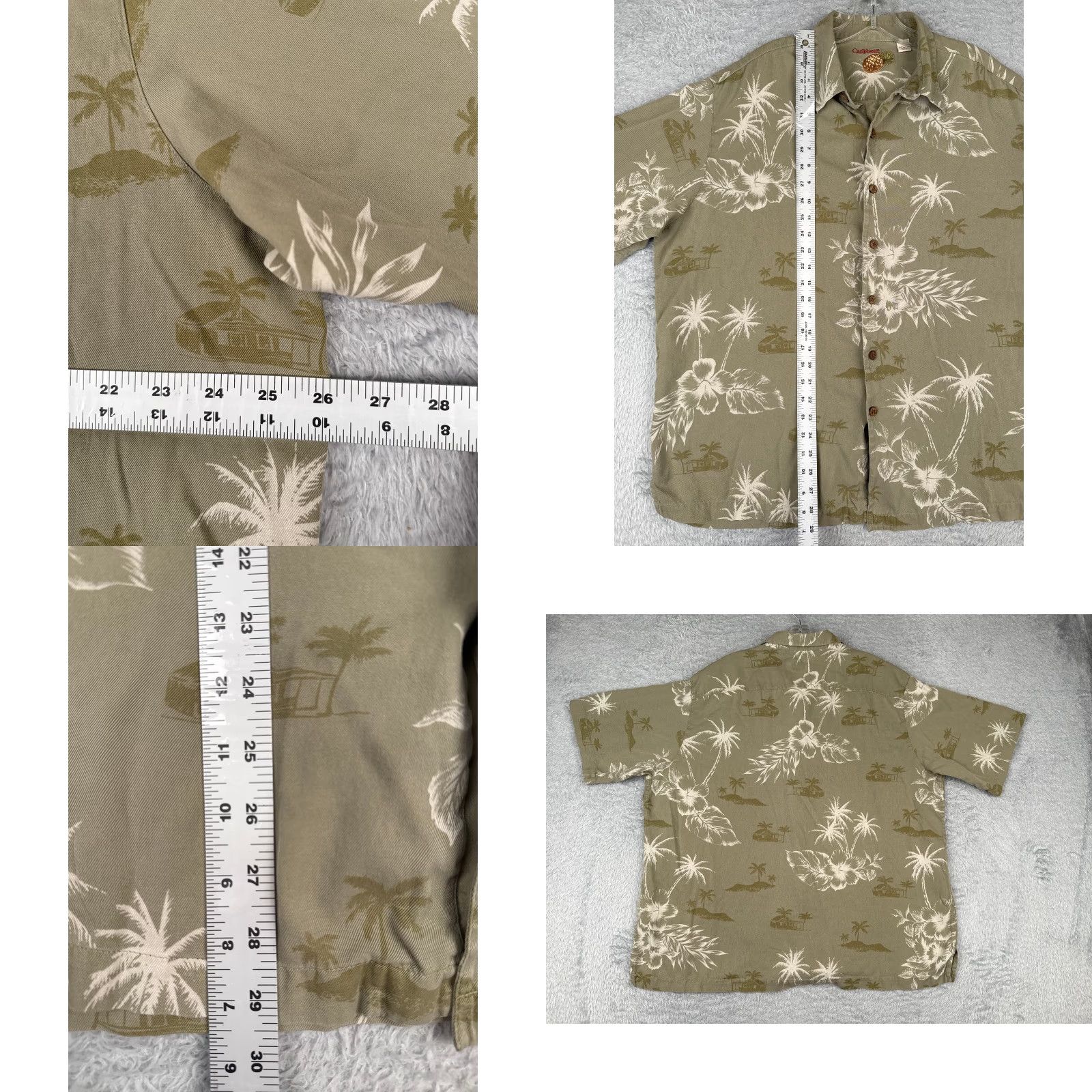 Croft & Barrow Croft & Barrow Caribbean Shirt Mens XL Green Floral Palm Hawaiian Silk Cotton Button-Up Short Sleeve Beach Resort Size US XL / EU 56 / 4 - 8 Thumbnail